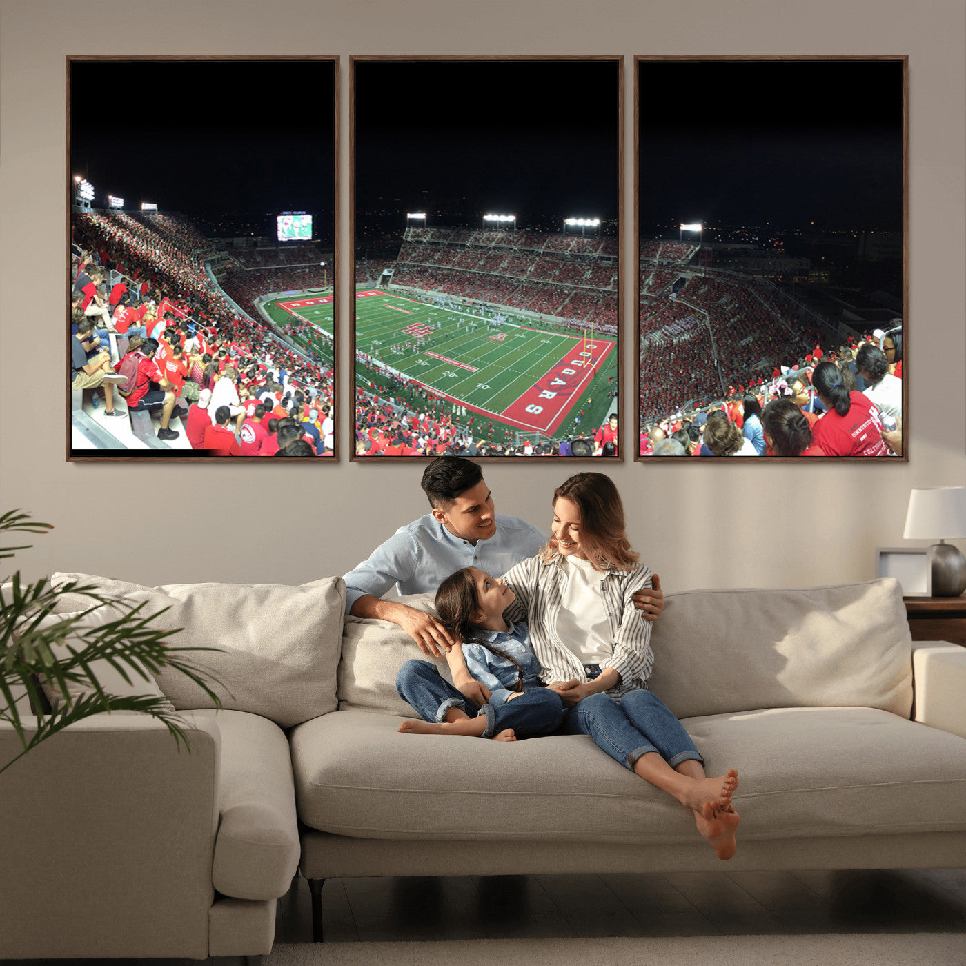 MGV-FC-60X30-3P - Houston Cougars Football Team Print - Houston TDECU Stadium Wall Art Canvas Print