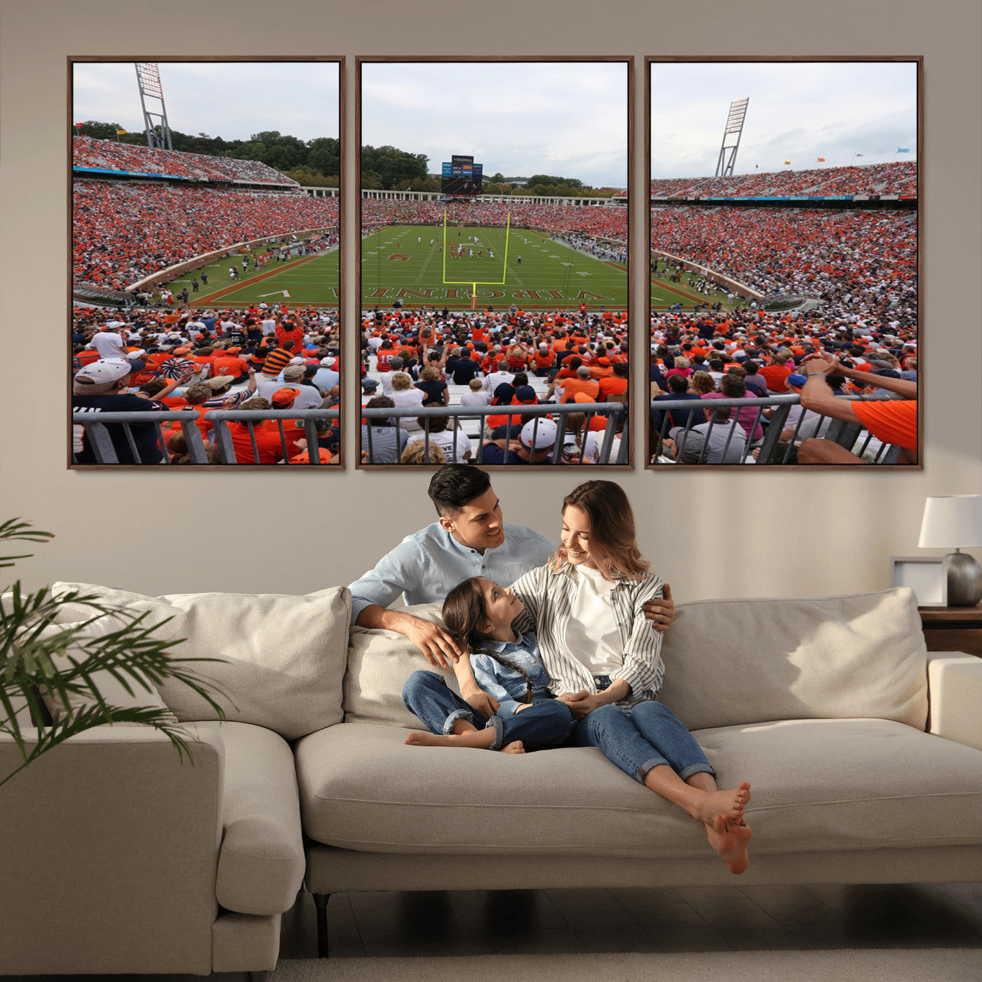 MGV-FC-60X30-3P - Virginia Cavaliers Football Team Print - Charlottesville Scott Stadium Print Wall Art Canvas
