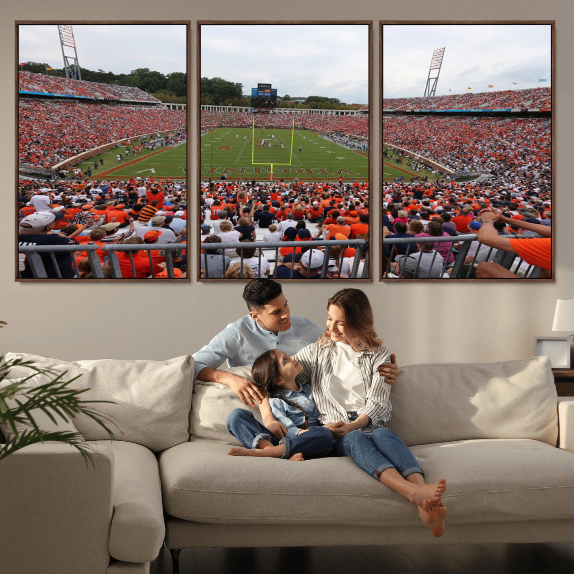 63606-MGV-CV-80X40-5P-Virginia Cavaliers Football Team Print - Charlottesville Scott Stadium Print Wall Art Canvas