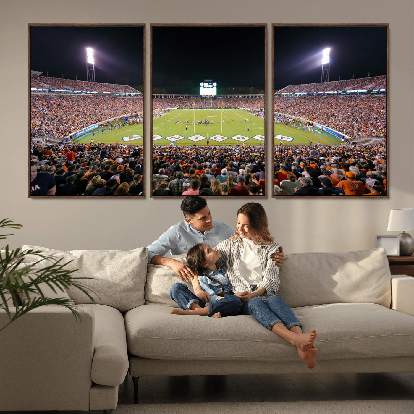 MGV-FC-60X30-3P - Virginia Cavaliers Football Team Print - Charlottesville Scott Stadium Wall Art Canvas Print