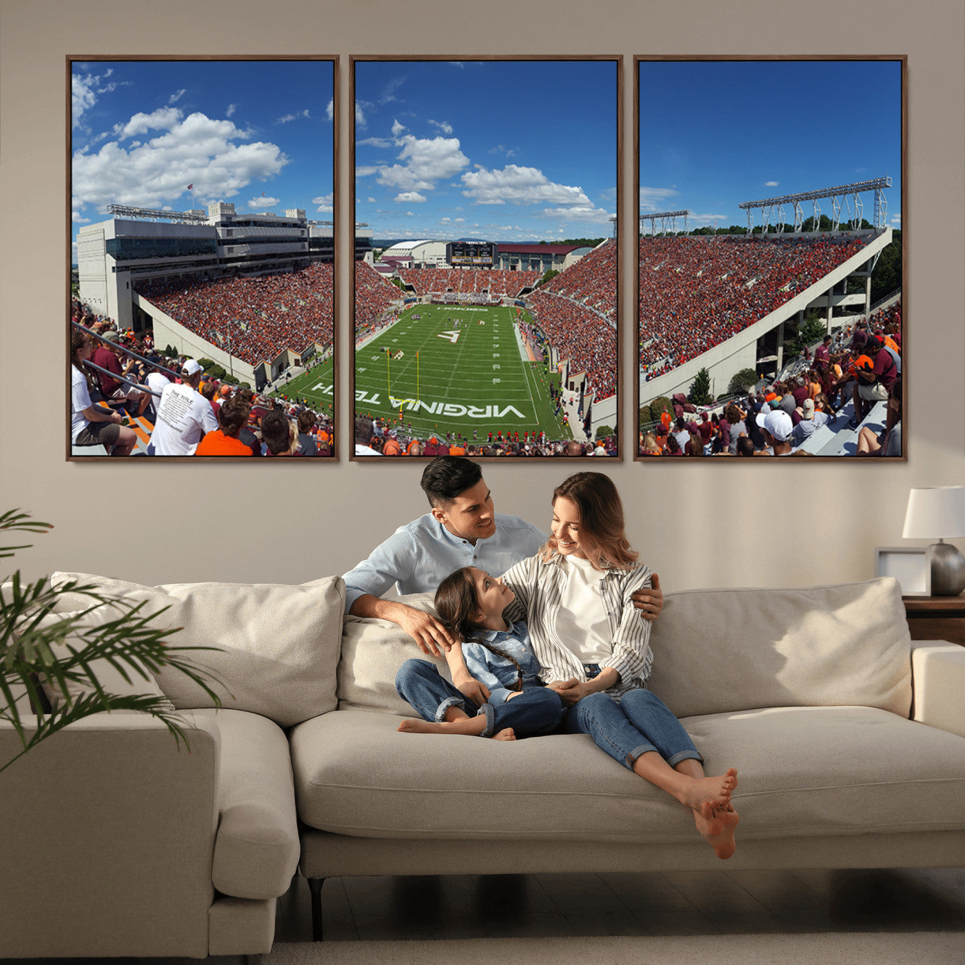 MGV-FC-60X30-3P - Virginia Tech Hokies Football Team Print - Blacksburg Lane Stadium Wall Art Canvas Print