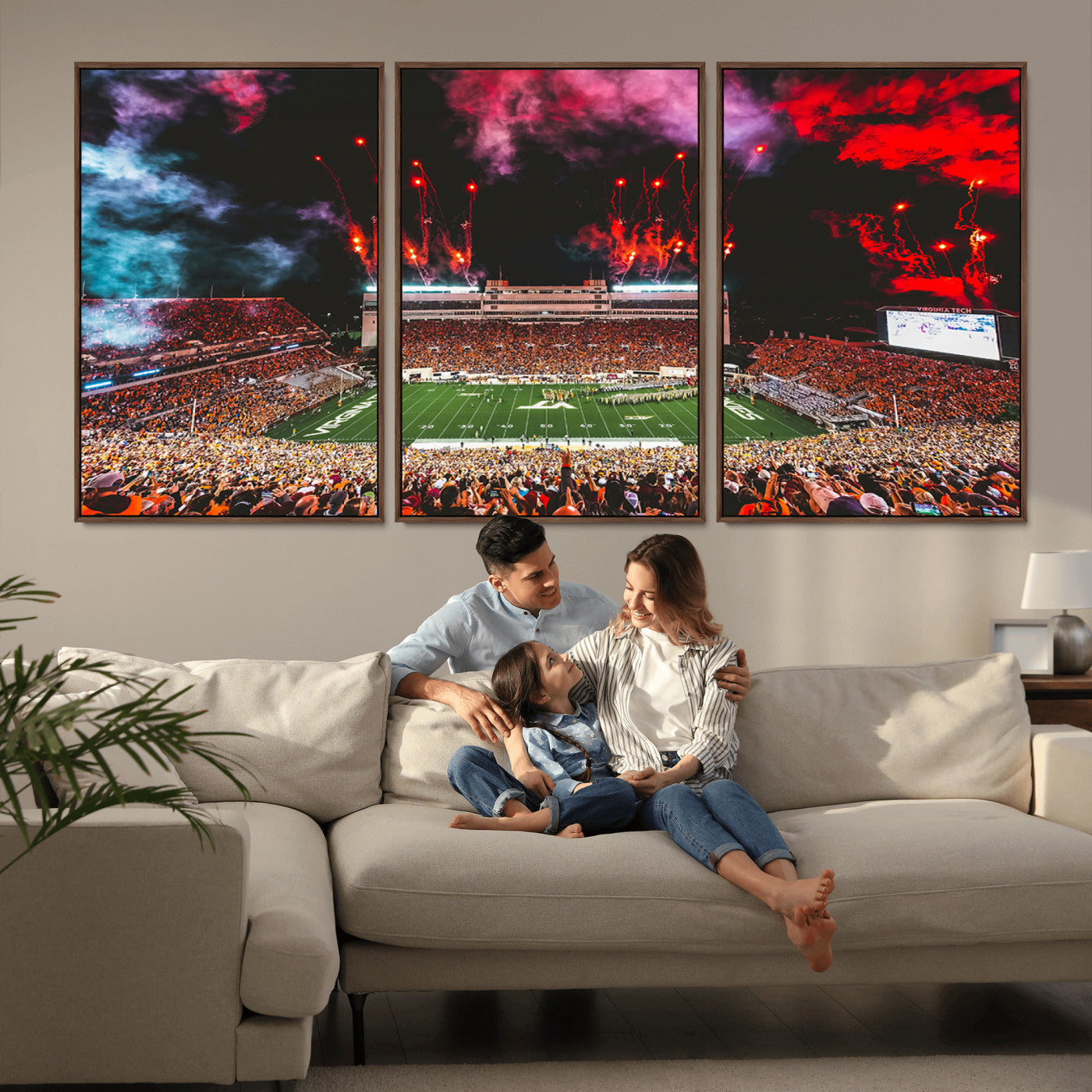 MGV-FC-60X30-3P - Virginia Tech Hokies Football Team Print - Blacksburg Lane Stadium Wall Art Canvas Print