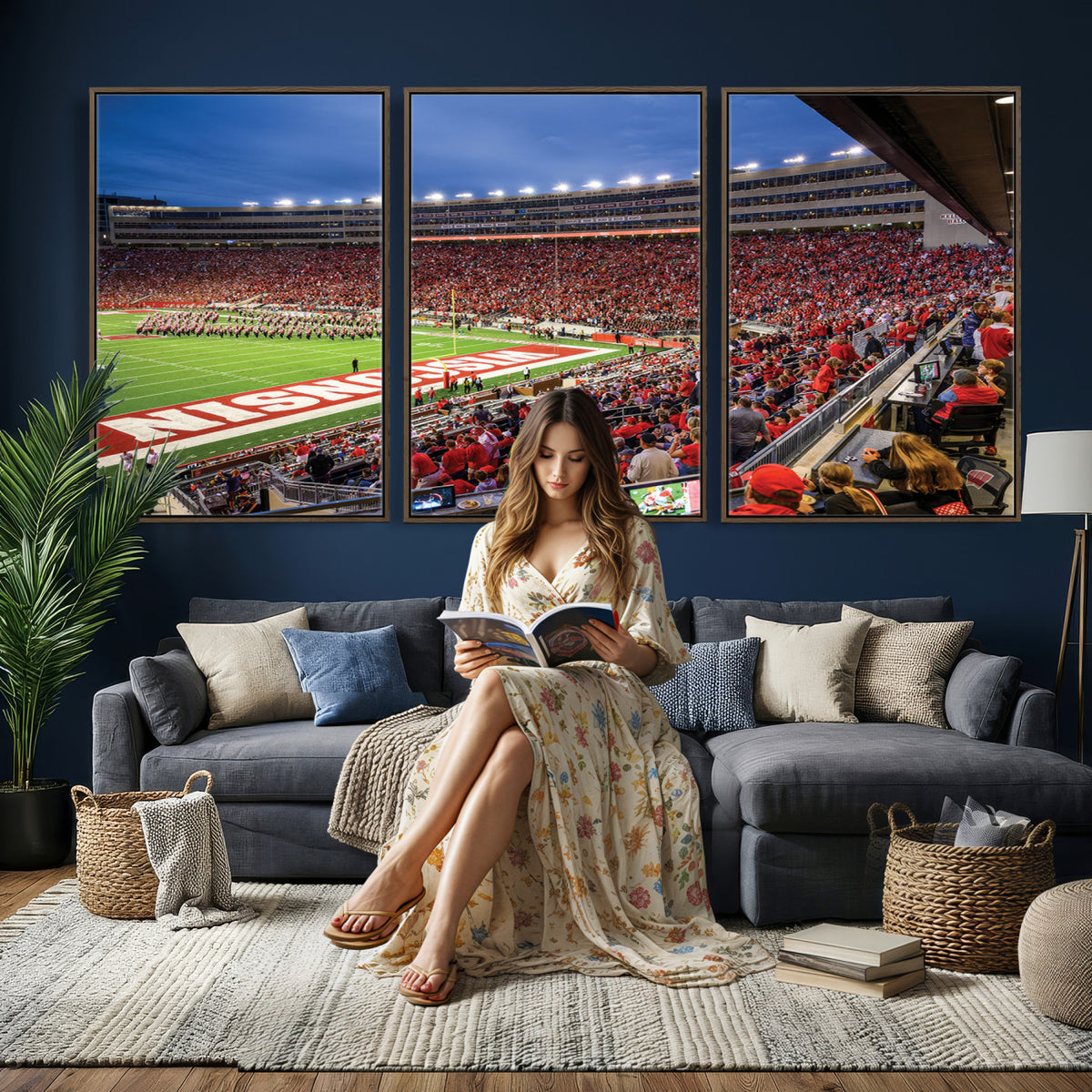 57601-MGV-CV-36X24 - Wisconsin Badgers Football Team Print - Madison Camp Randall Stadium Wall Art, Wisconsin Badgers