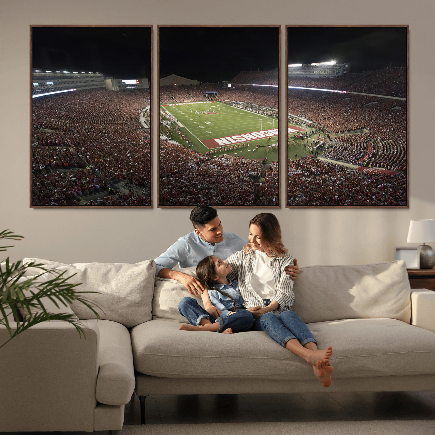 MGV-FC-60X30-3P - Wisconsin Badgers Football Team Print - Madison Camp Randall Stadium Wall Art Canvas Print