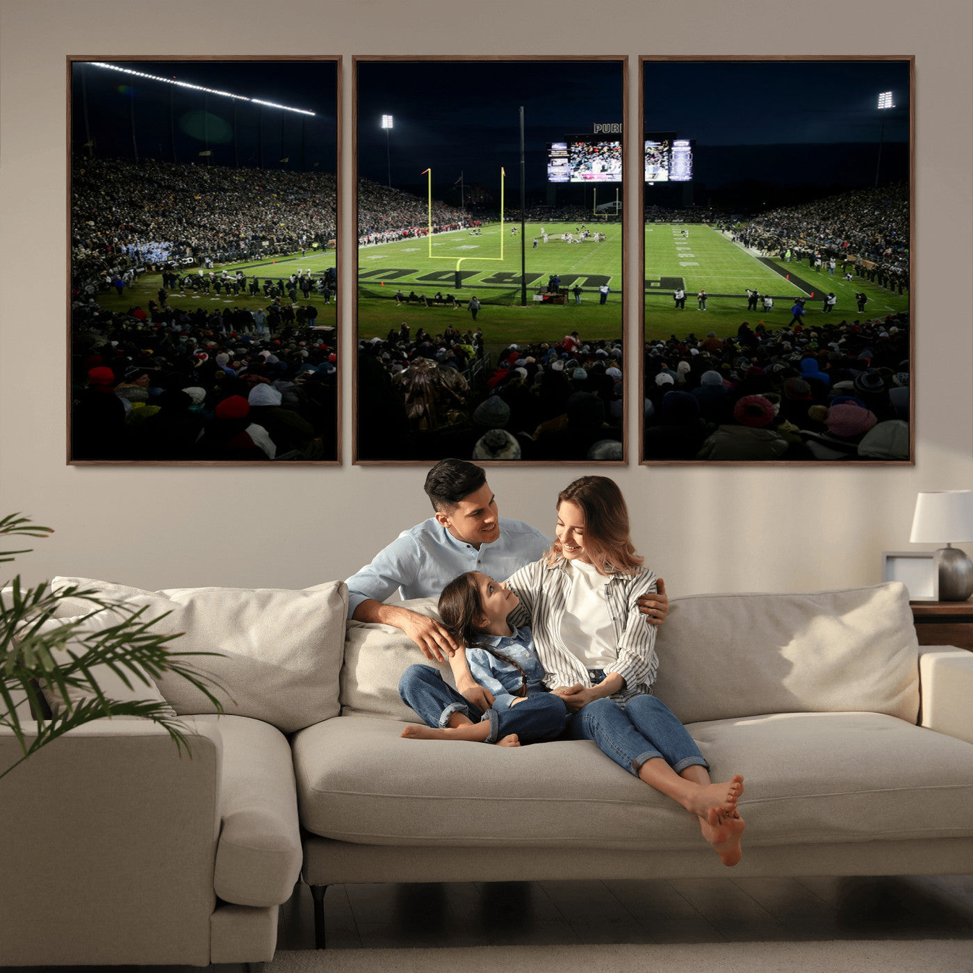 MGV-FC-60X30-3P - Purdue Boilermakers Football Team Print - West Lafayette Ross–Ade Stadium Wall Art Canvas Print