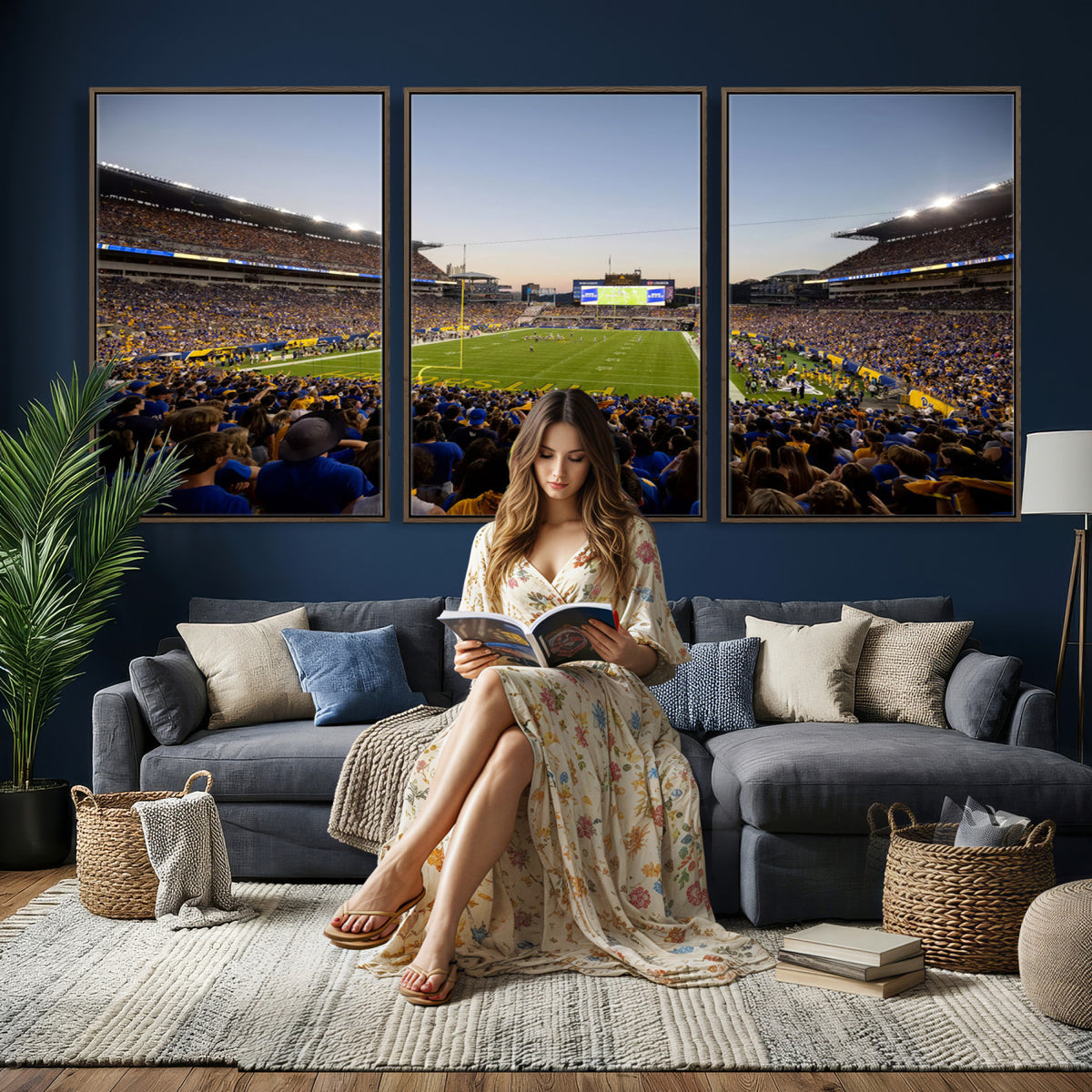 41853-MGV-CV-36X24 - Pittsburgh Panthers Football Team Print - Pittsburgh Acrisure Stadium Wall Art Canvas Print