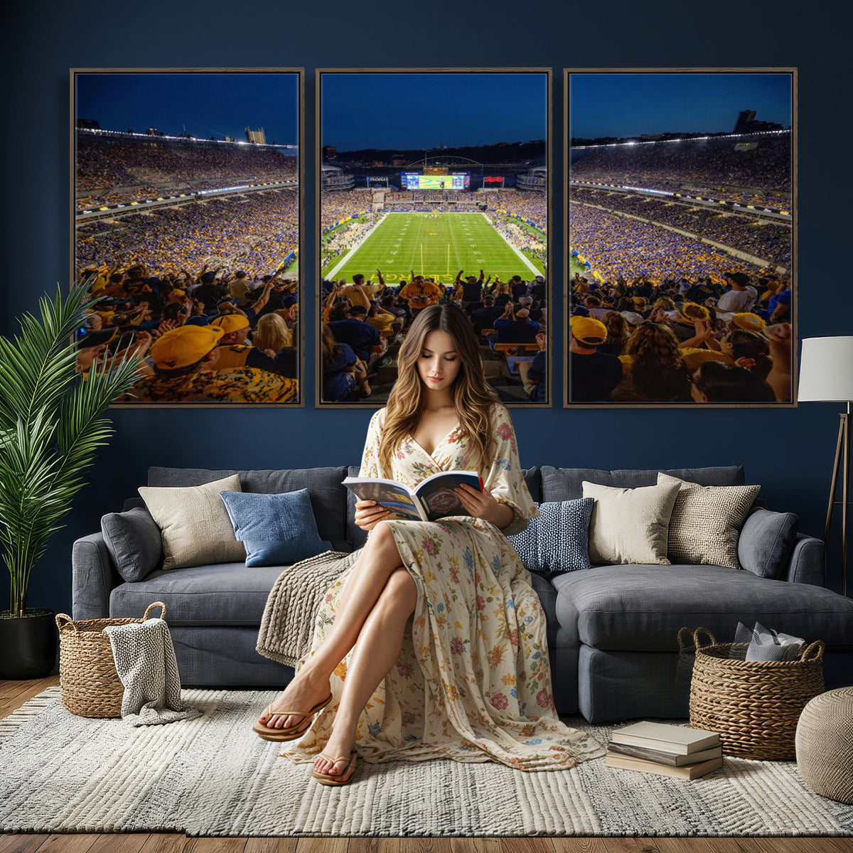 62297-MGV-CV-36X24 - Pittsburgh Panthers Football Team Print - Pittsburgh Acrisure Stadium Wall Art Canvas Print