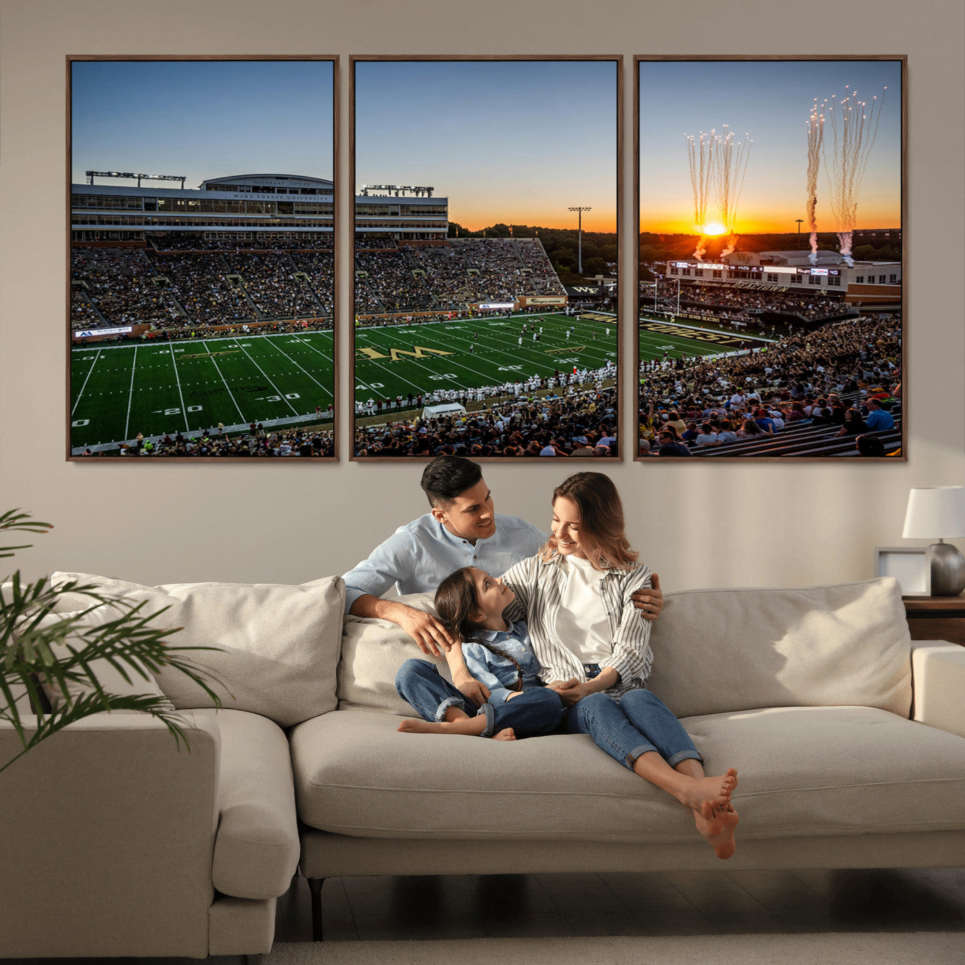 MGV-FC-60X30-3P - Demon Deacons Football Team Print Canvas- Winston-Salem Allegacy Federal Credit Union Stadium Wall