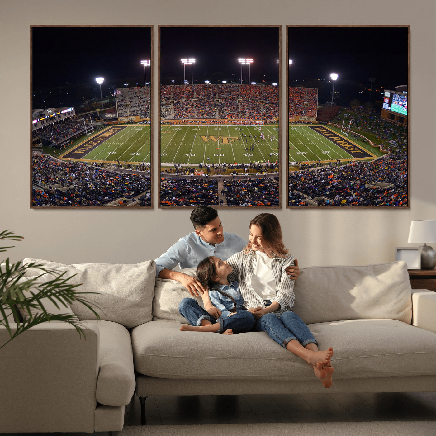 MGV-FC-60X30-3P - Demon Deacons Print Canvas, Football Team Print - Winston-Salem Allegacy Federal Credit Union