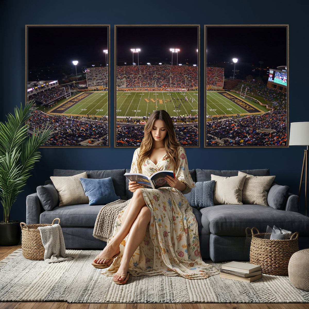 26033-MGV-CV-36X24 - Demon Deacons Print Canvas, Football Team Print