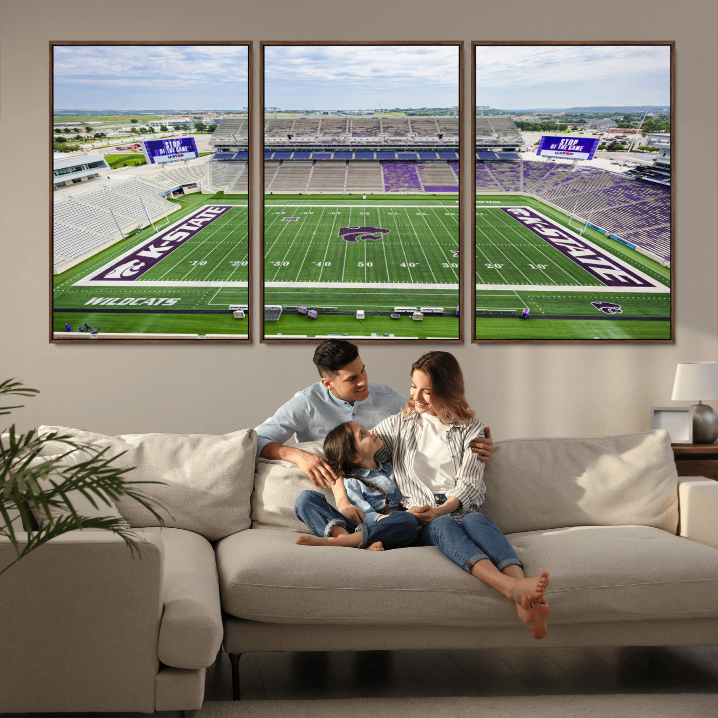 MGV-FC-60X30-3P - KState Wildcats Football Team Print - Manhattan Bill Snyder Family Football Stadium Wall Art Canvas