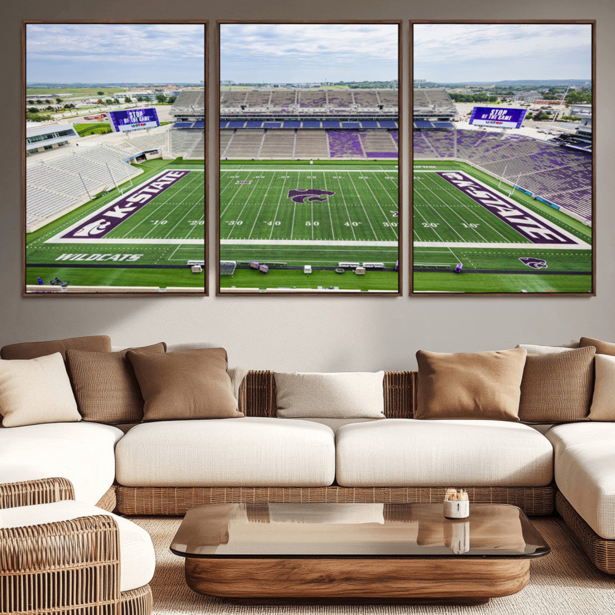 29452-MGV-CV-36X24-KState Wildcats Football Team Print - Manhattan Bill Snyder Family Football Stadium Wall Art Canvas