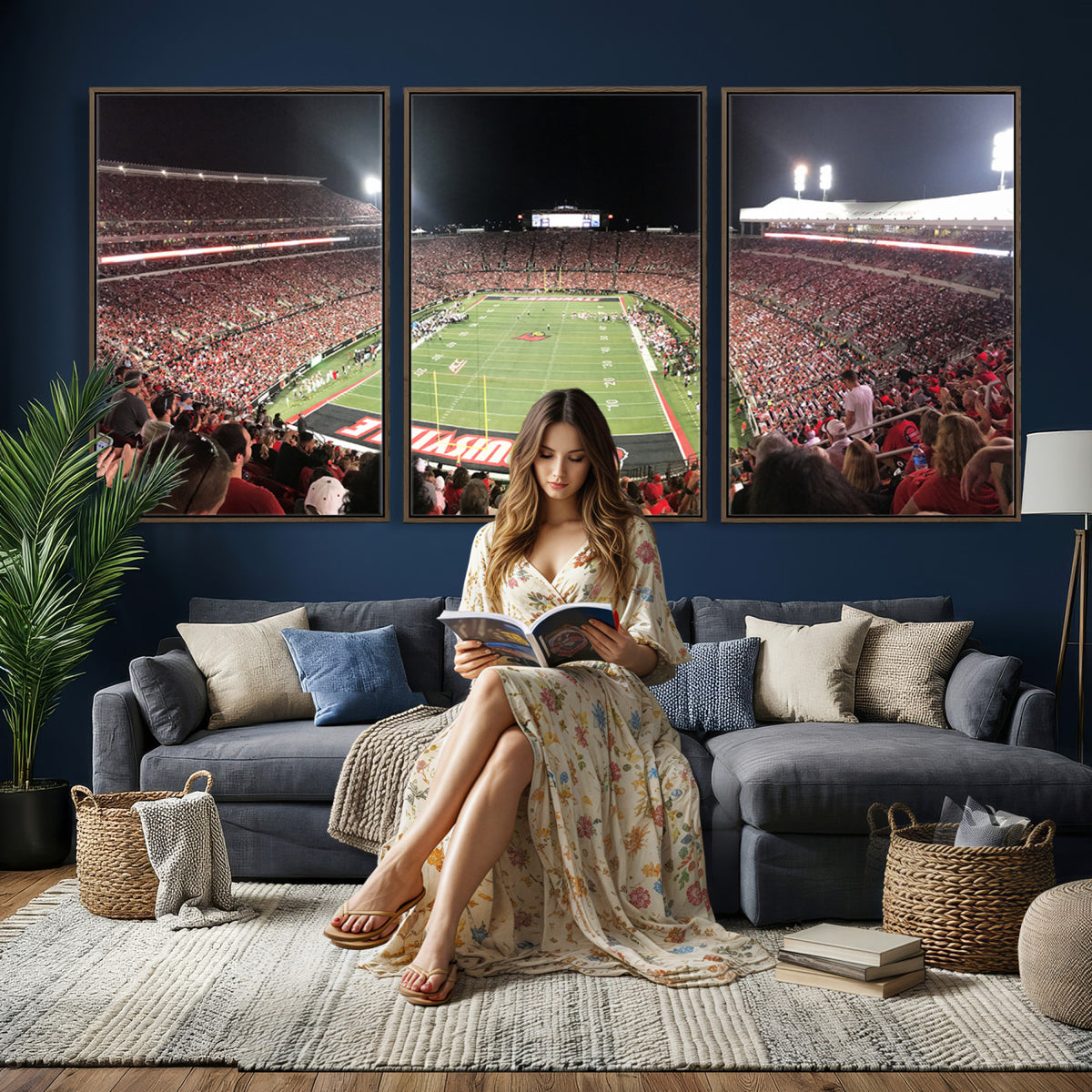 52267-MGV-CV-36X24 - University of Louisville Cardinals Football Team Print - Louisville Cardinal Stadium Wall Art Canvas