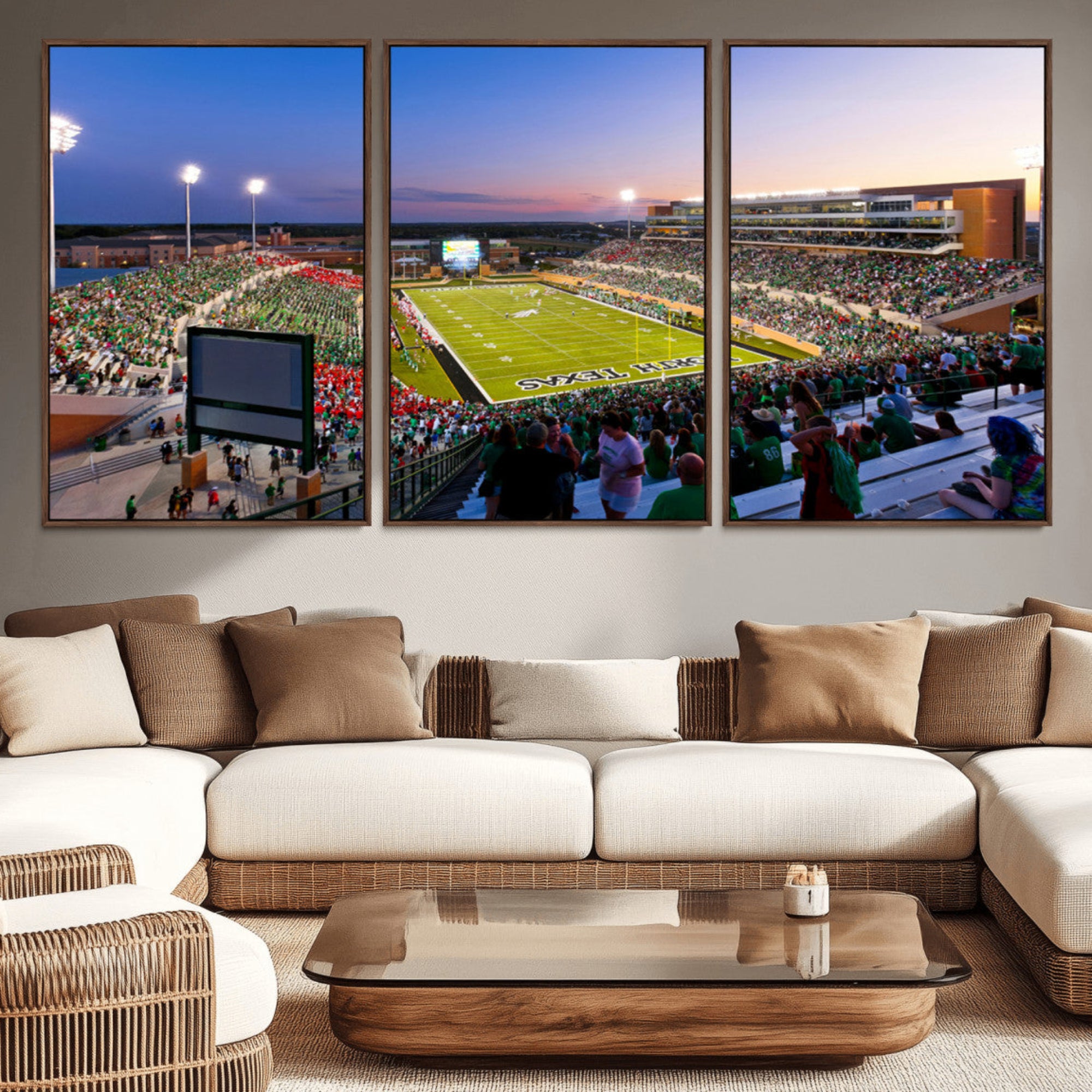 81582-MGV-CV-36X24-University of North Texas Mean Green Football Team Print - Denton DATCU Stadium Wall Art Canvas