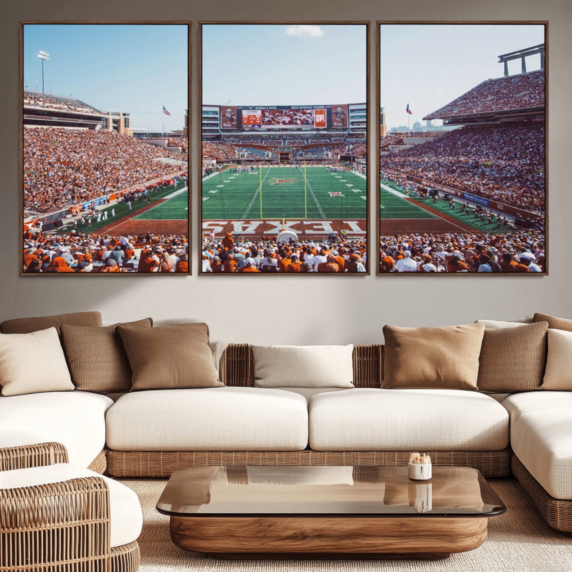14826-MGV-CV-36X24-Framed Texas Memorial Stadium Canvas, University of Texas Longhorns Football Team Print - Austin
