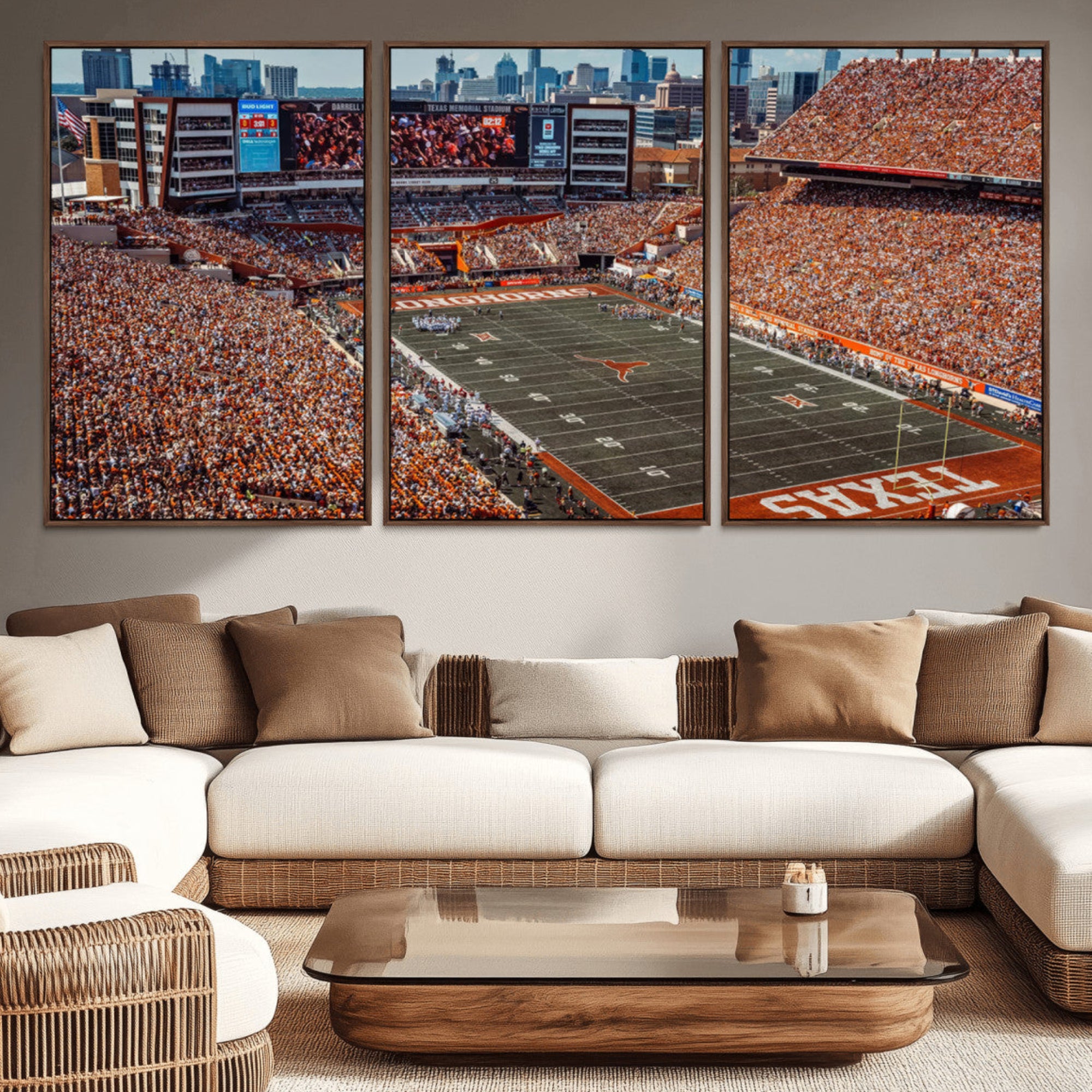 92103-MGV-CV-36X24-University of Texas Longhorns Football Team Print - Austin Darrell K Royal-Texas Memorial Stadium