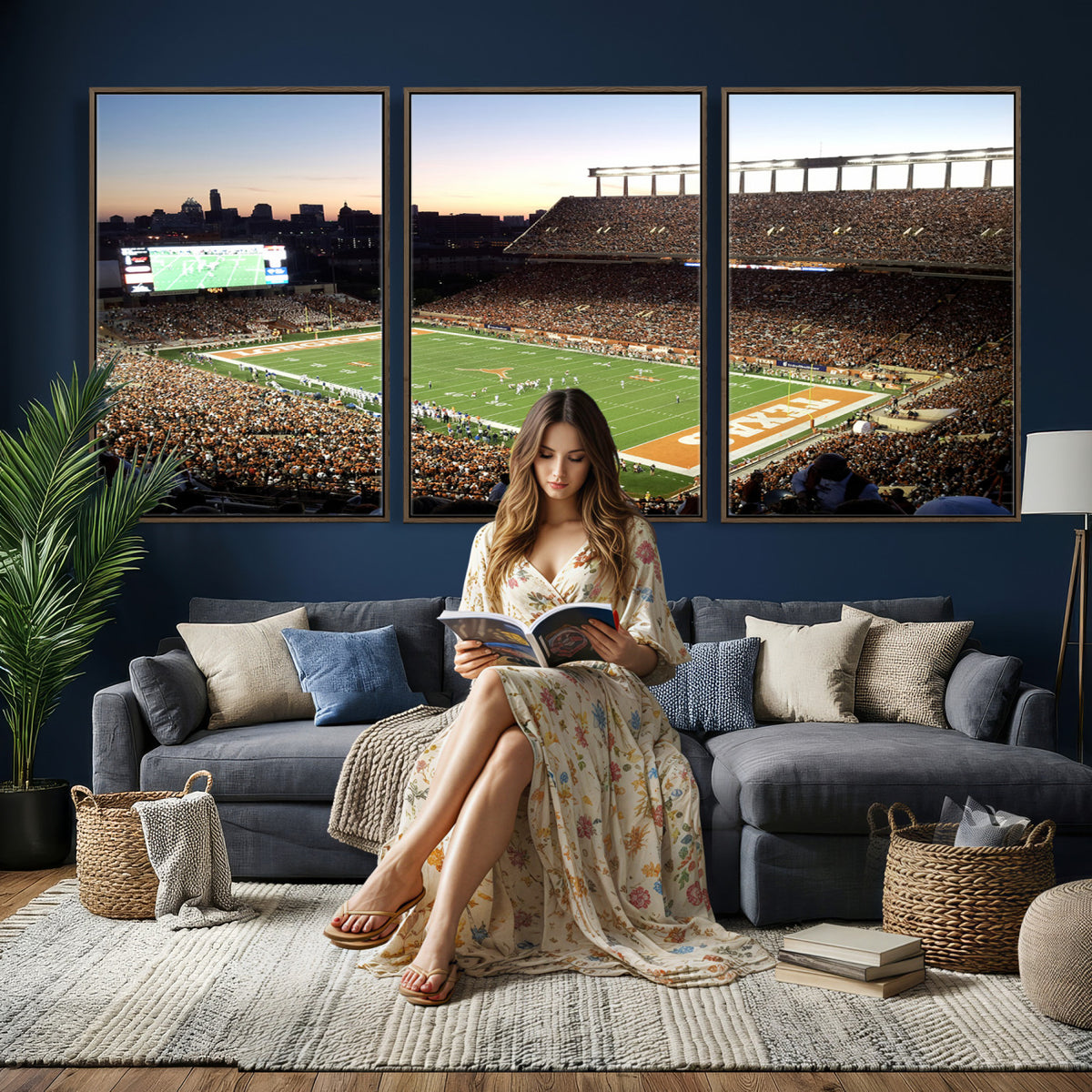 11455-MGV-CV-36X24 - Darrell K Royal-Texas Memorial Stadium Canvas Wall Art - Texas Longhorns Football Match