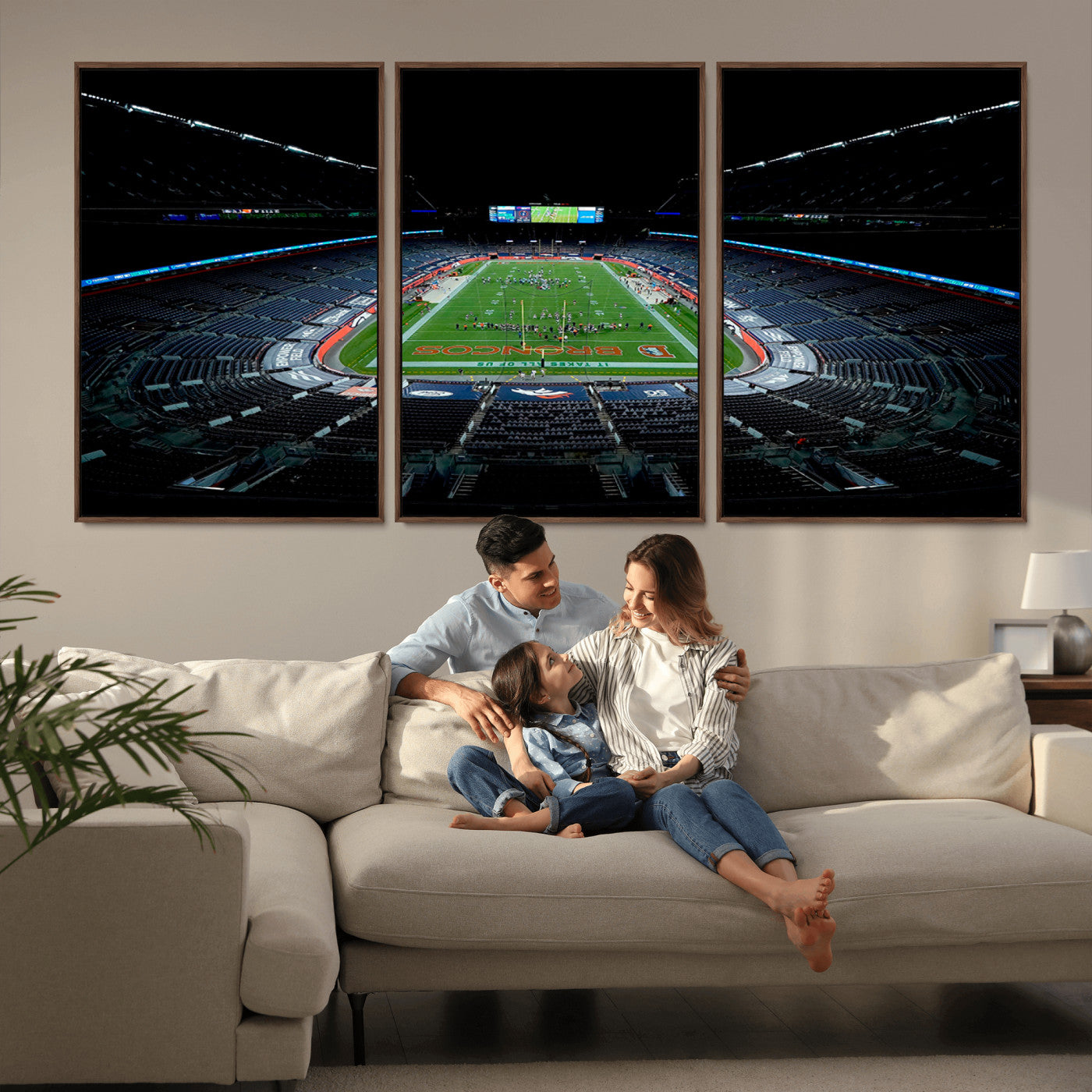 MGV-FC-60X30-3P - Denver Broncos Football Team Print Canvas- Denver Empower Field at Mile High Stadium Wall Art Canvas