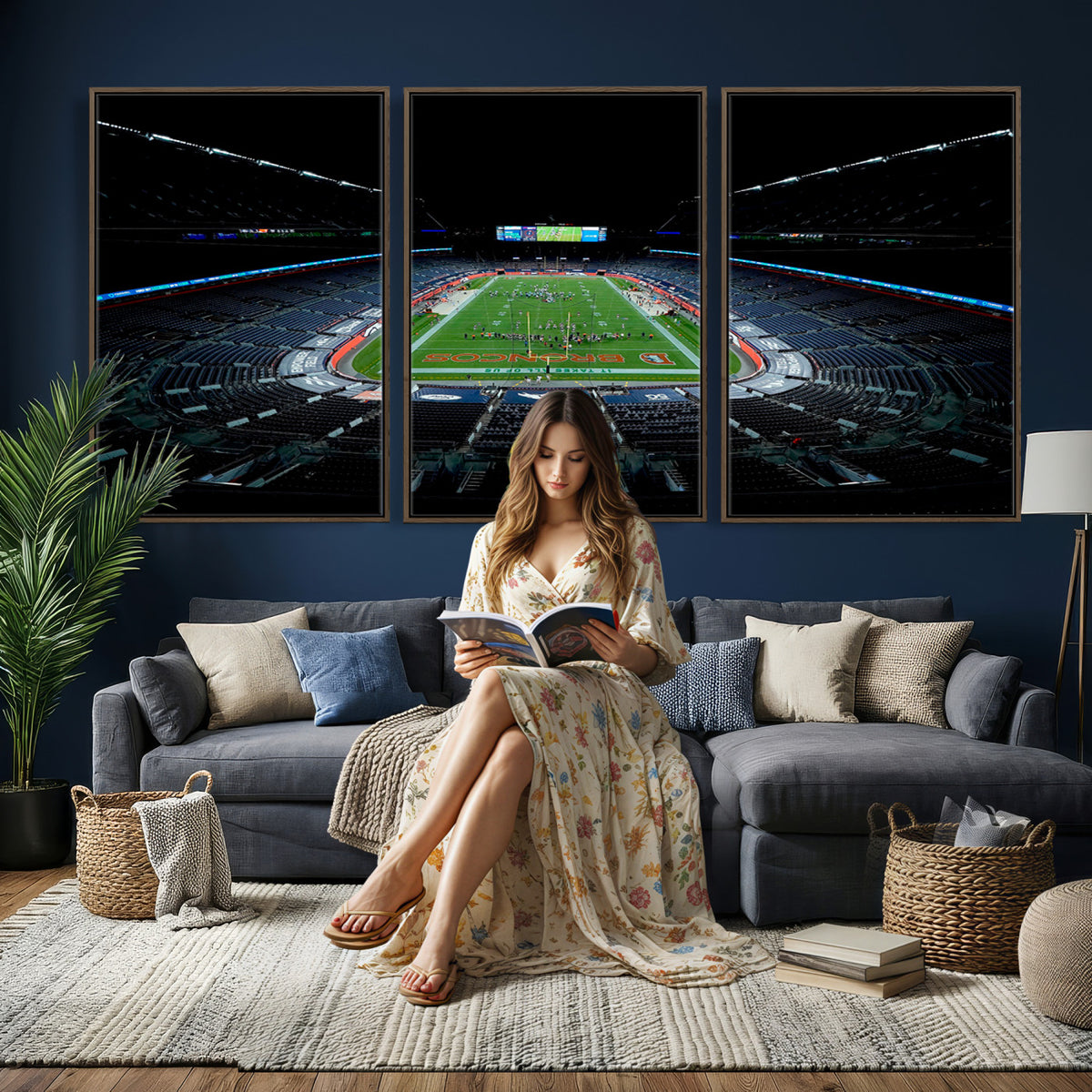 14797-MGV-CV-36X24 - Denver Broncos Football Team Print Canvas- Denver Empower Field at Mile High Stadium Wall Art Canvas