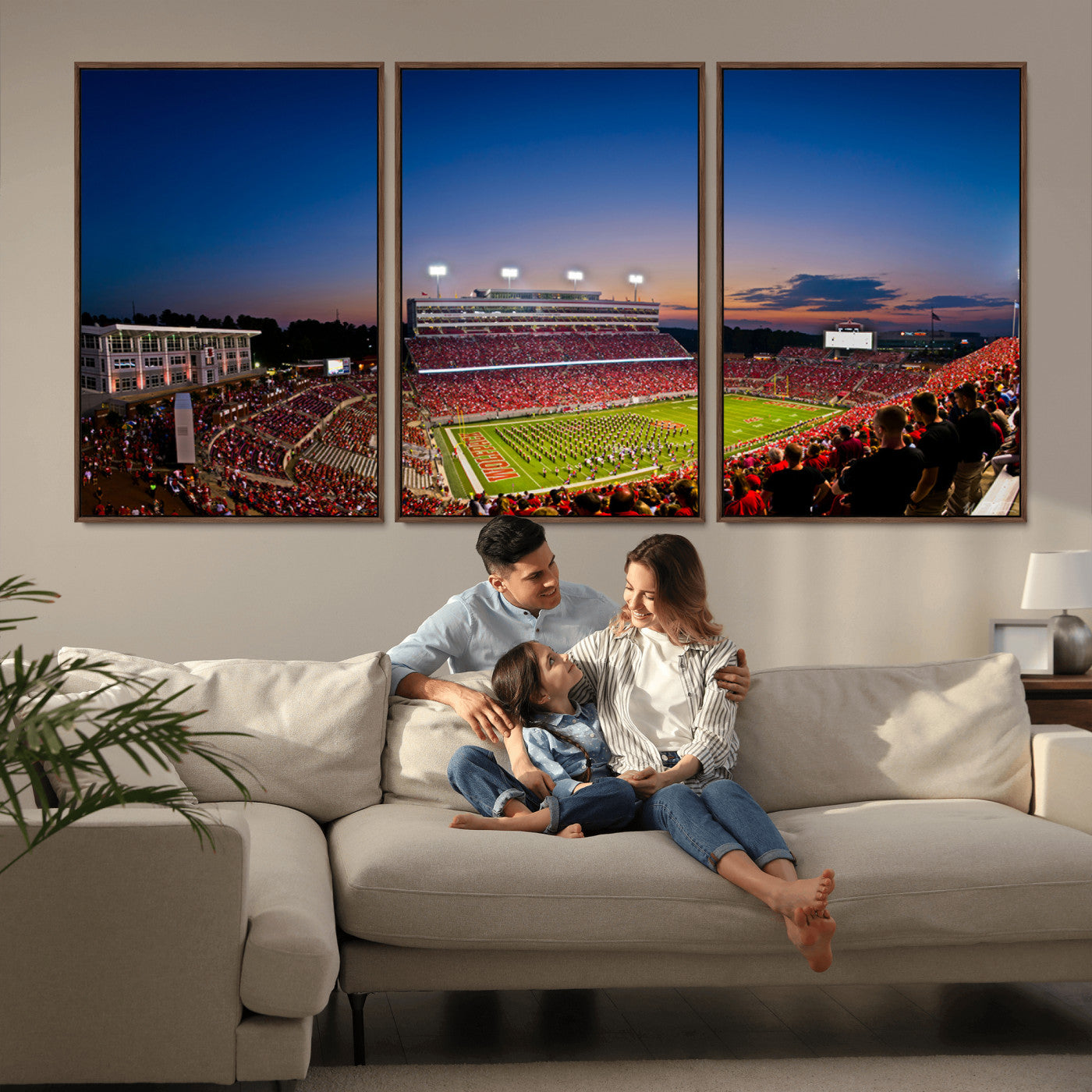 MGV-FC-60X30-3P - Wolfpack Football Team Wall Art Print - Raleigh Carter-Finley Stadium Wall Art Canvas Print