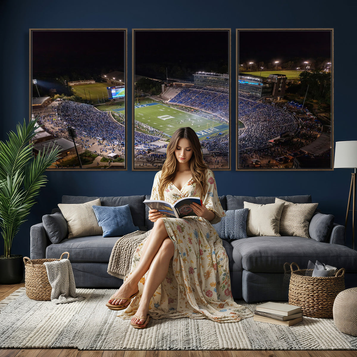 42347-MGV-CV-36X24 - Duke University Blue Devils Football Print Canvas - Durham Wallace Wade Stadium Wall Art Canvas