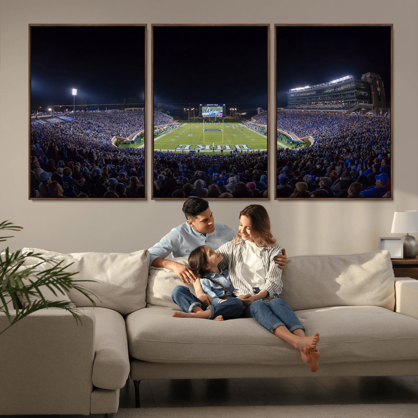 MGV-FC-60X30-3P - Duke University Blue Devils Football Team Print - Durham Wallace Wade Stadium Wall Art Canvas Print