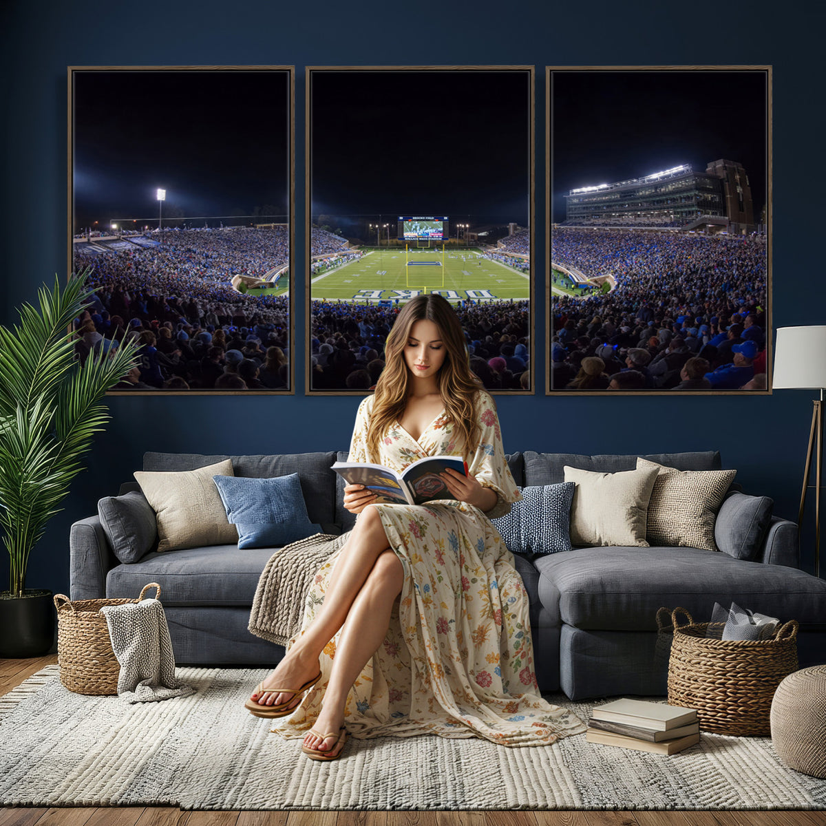 21070-MGV-CV-36X24 - Duke University Blue Devils Football Team Print - Durham Wallace Wade Stadium Wall Art Canvas Print