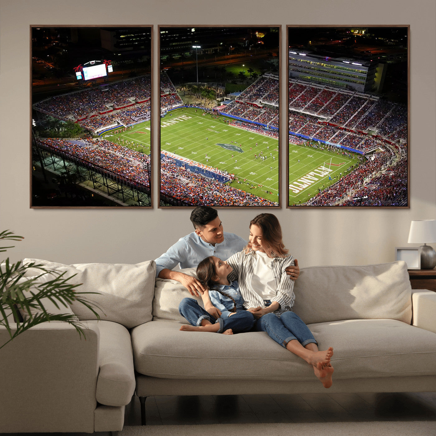MGV-FC-60X30-3P - Florida Atlantic University Owls Canvas Print, Football Team Print - Boca Raton FAU Stadium Wall Art