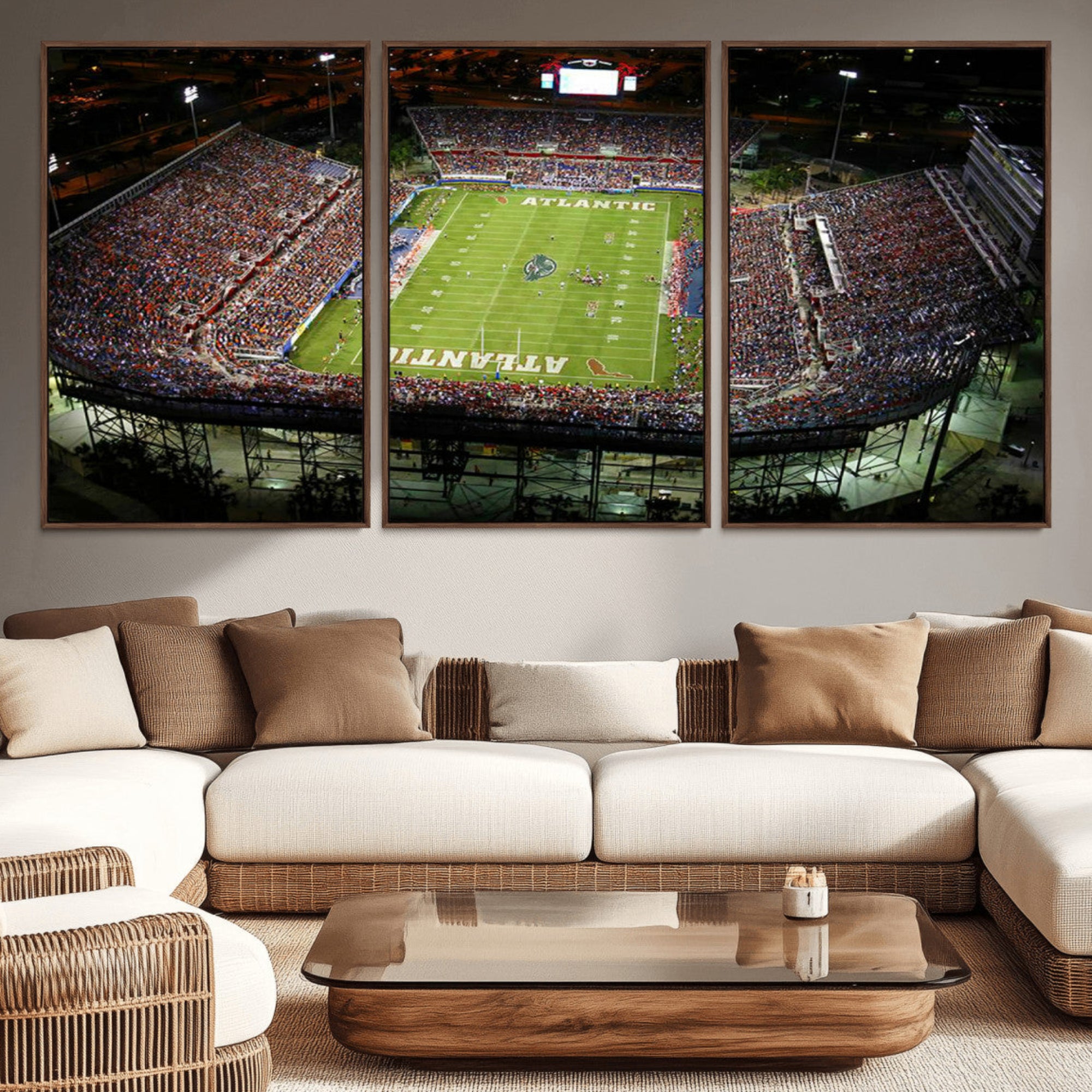 72354-MGV-CV-36X24-Florida Atlantic University Owls Football Team Print - Boca Raton FAU Stadium Wall Art Canvas Print