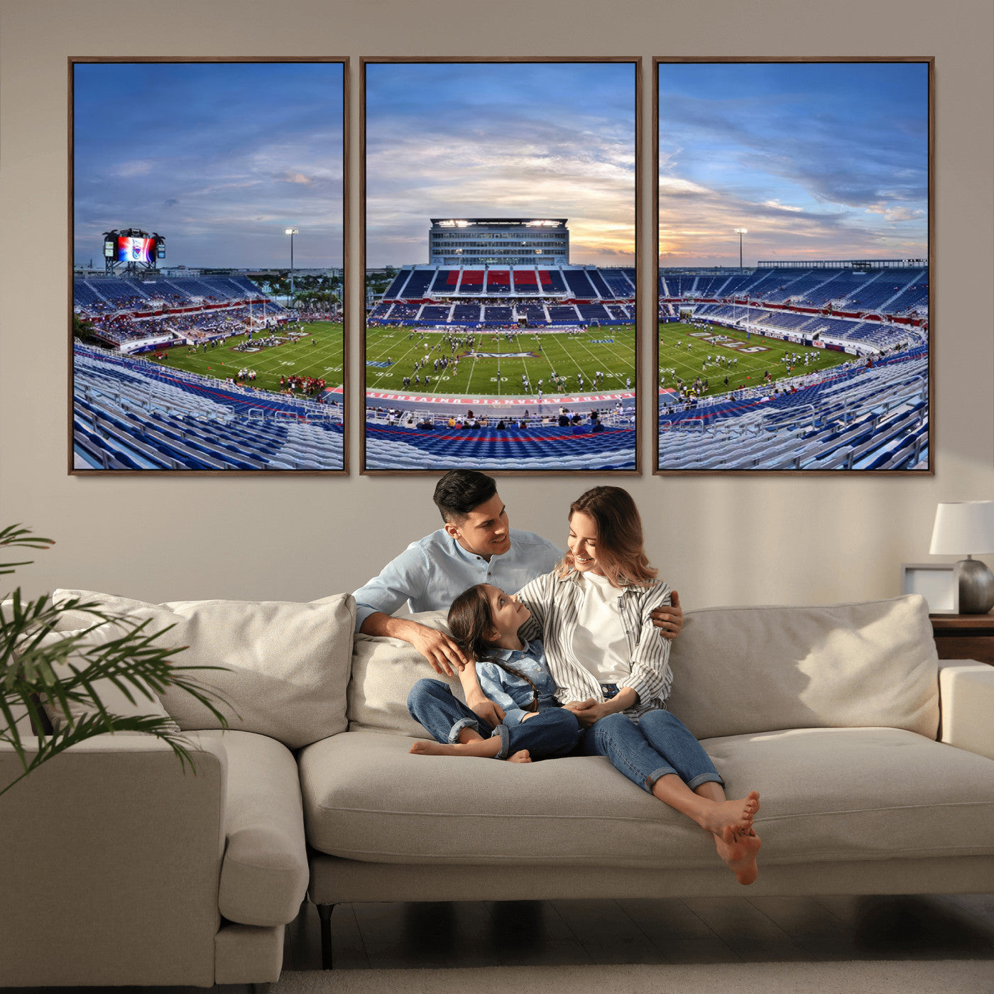 MGV-FC-60X30-3P - Florida Atlantic University Owls Football Team Print - Boca Raton FAU Stadium Wall Art Canvas Print