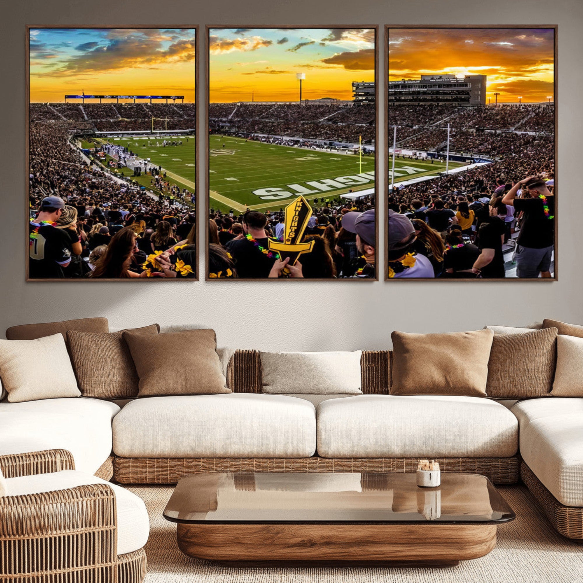 66803-MGV-CV-36X24-UCF Knights Football Team Print - Orlando FBC Mortgage Stadium, UCF Knights Wall Art Canvas Print