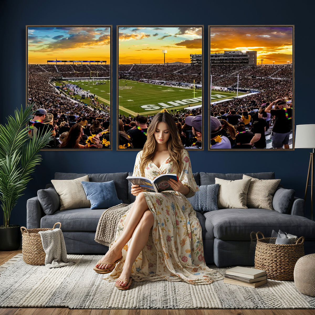 66803-MGV-CV-36X24 - UCF Knights Football Team Print - Orlando FBC Mortgage Stadium, UCF Knights Wall Art Canvas Print
