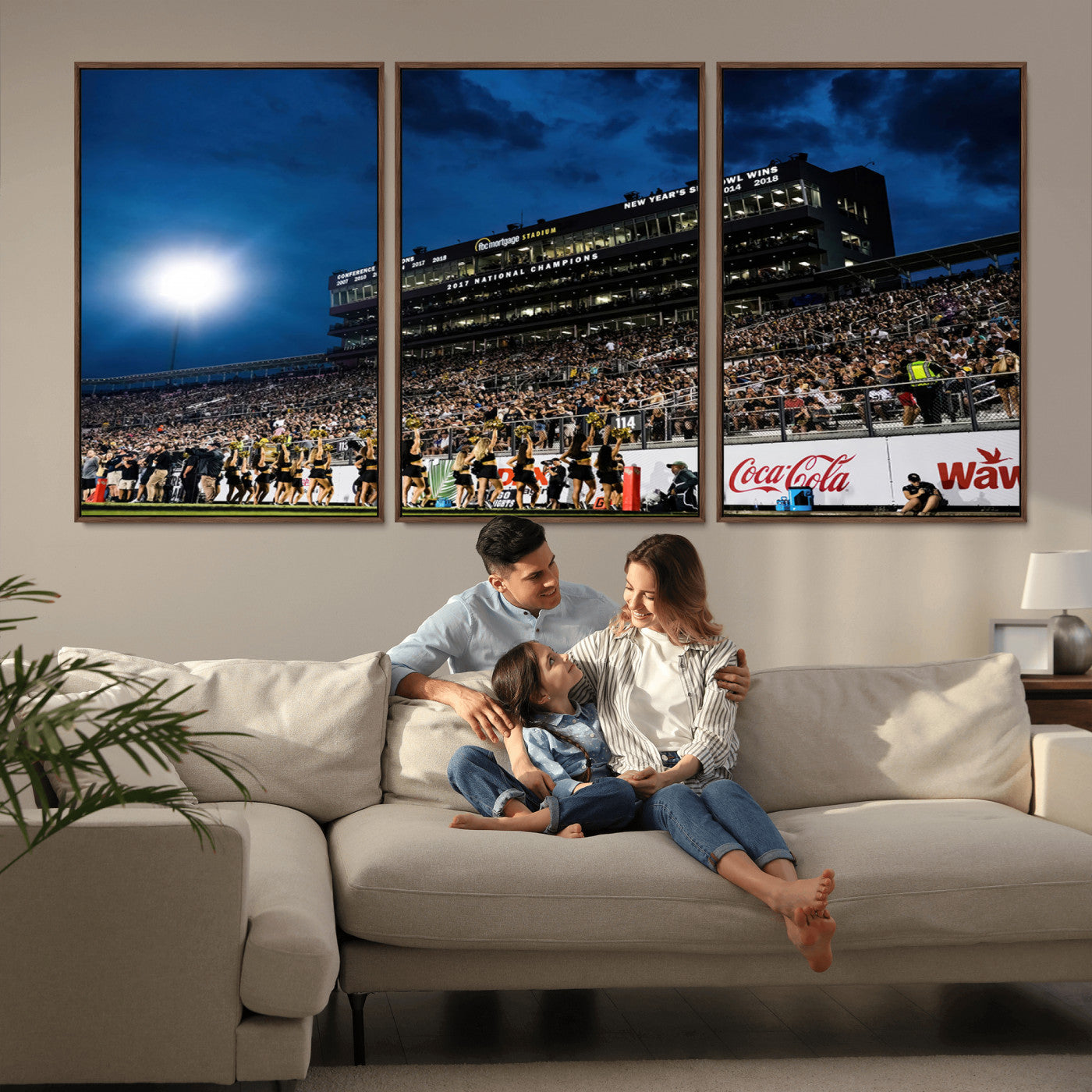 MGV-FC-60X30-3P - UCF Knights Football Team Print - Orlando FBC Mortgage Stadium Wall Art Canvas Print