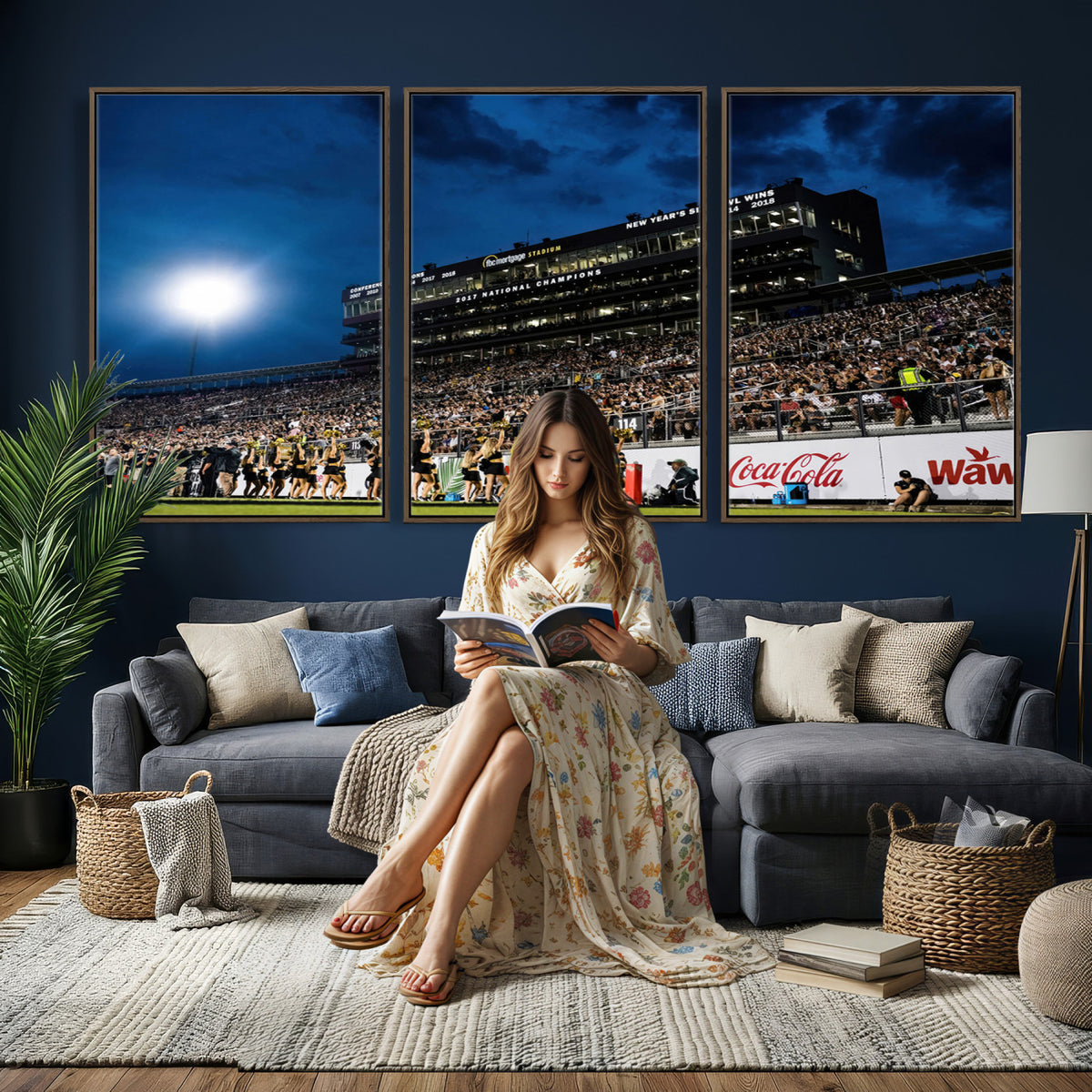40217-MGV-CV-36X24 - UCF Knights Football Team Print - Orlando FBC Mortgage Stadium Wall Art Canvas Print