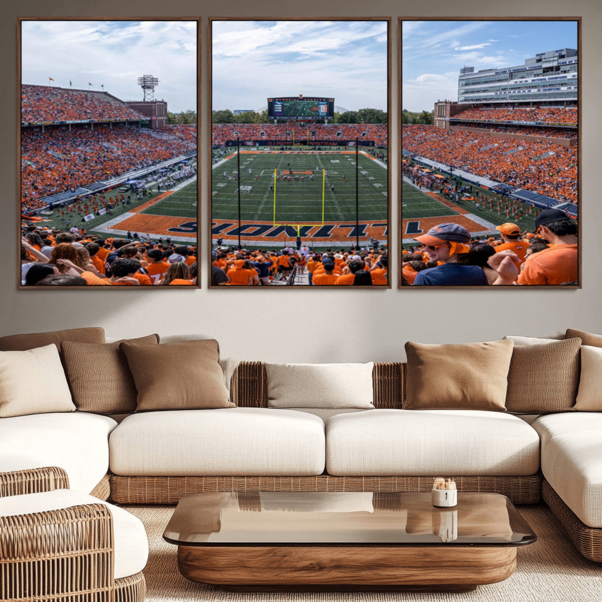 68701-MGV-CV-36X24-University of Illinois Fighting Illini Football Team Print Canvas - Champaign Illinois Memorial
