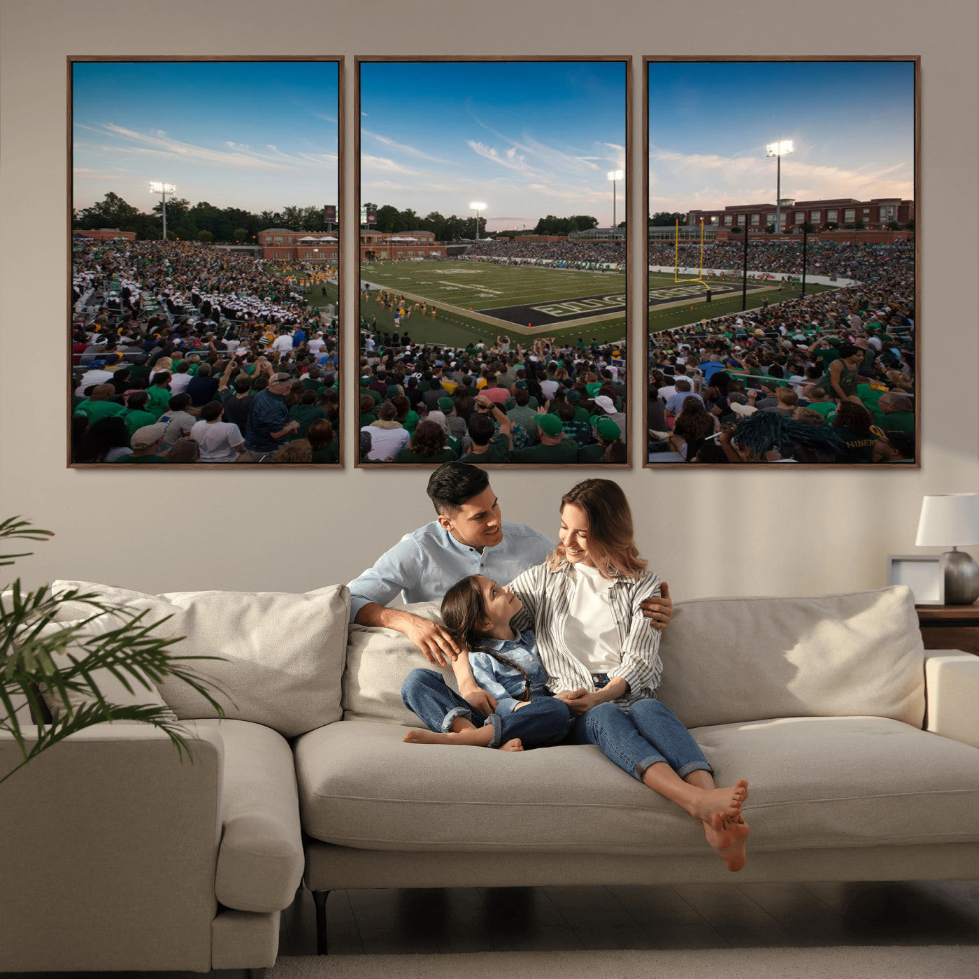 MGV-FC-60X30-3P - University of Charlotte 49ers Football Team Print - Charlotte Jerry Richardson Stadium Wall Art
