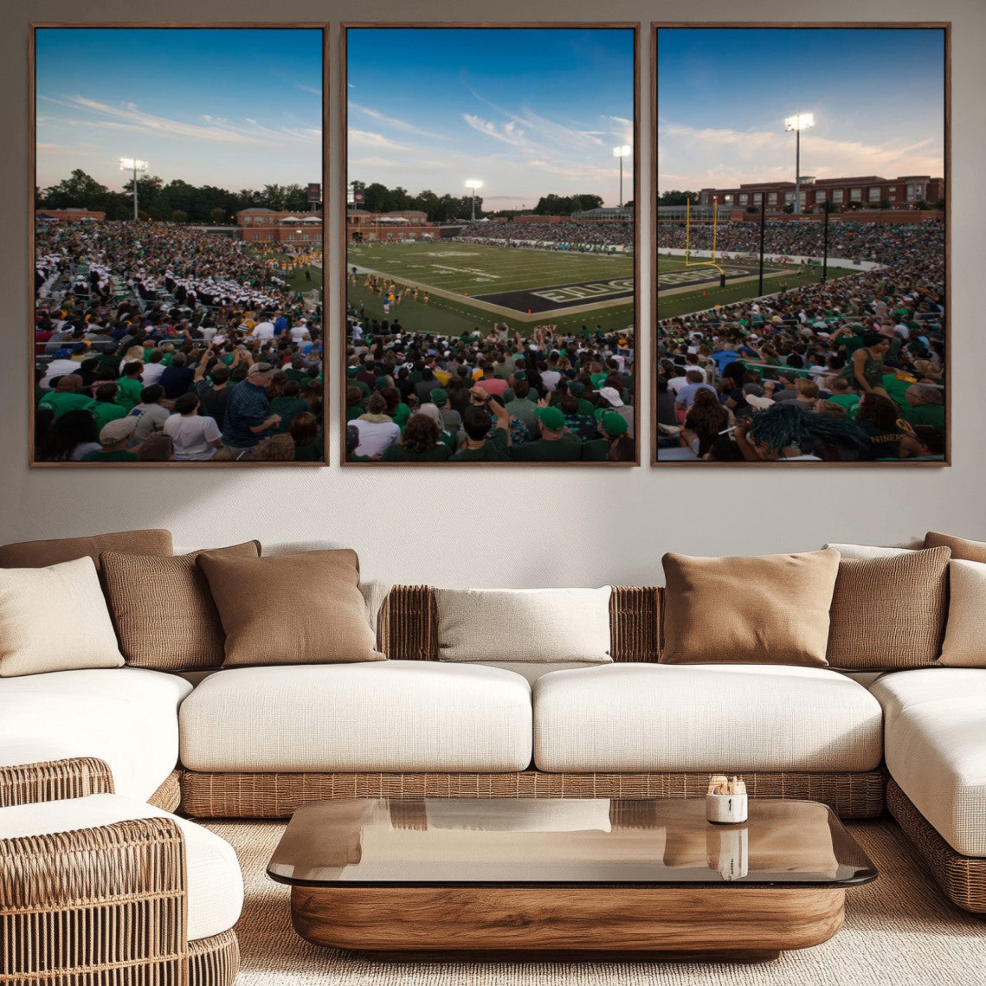 12290-MGV-CV-36X24-University of Charlotte 49ers Football Team Print - Charlotte Jerry Richardson Stadium Wall Art