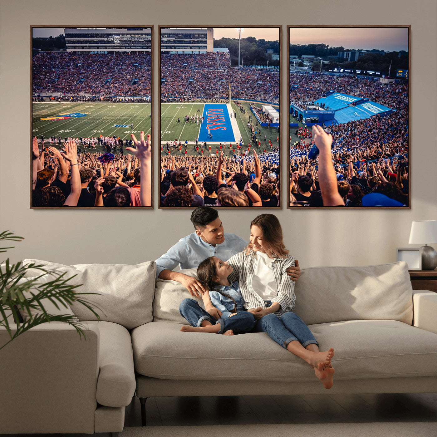 MGV-FC-60X30-3P - University of Kansas Jayhawks Football Team Art Print - Lawrence Kansas Memorial Stadium Wall Art