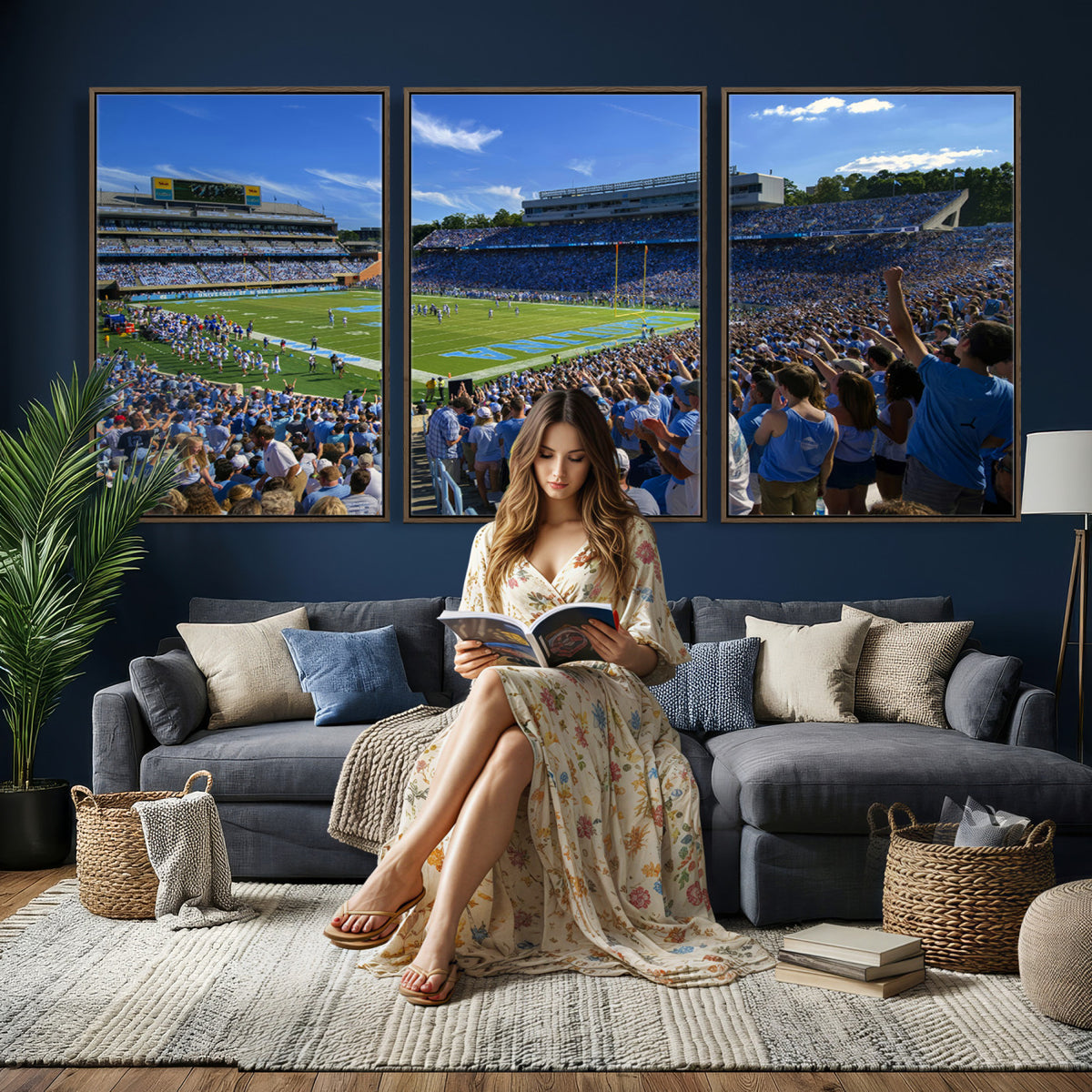 58540-MGV-CV-36X24 - University of North Carolina Tar Heels Team Canvas Print - Chapel Hill Kenan Memorial Stadium Wall