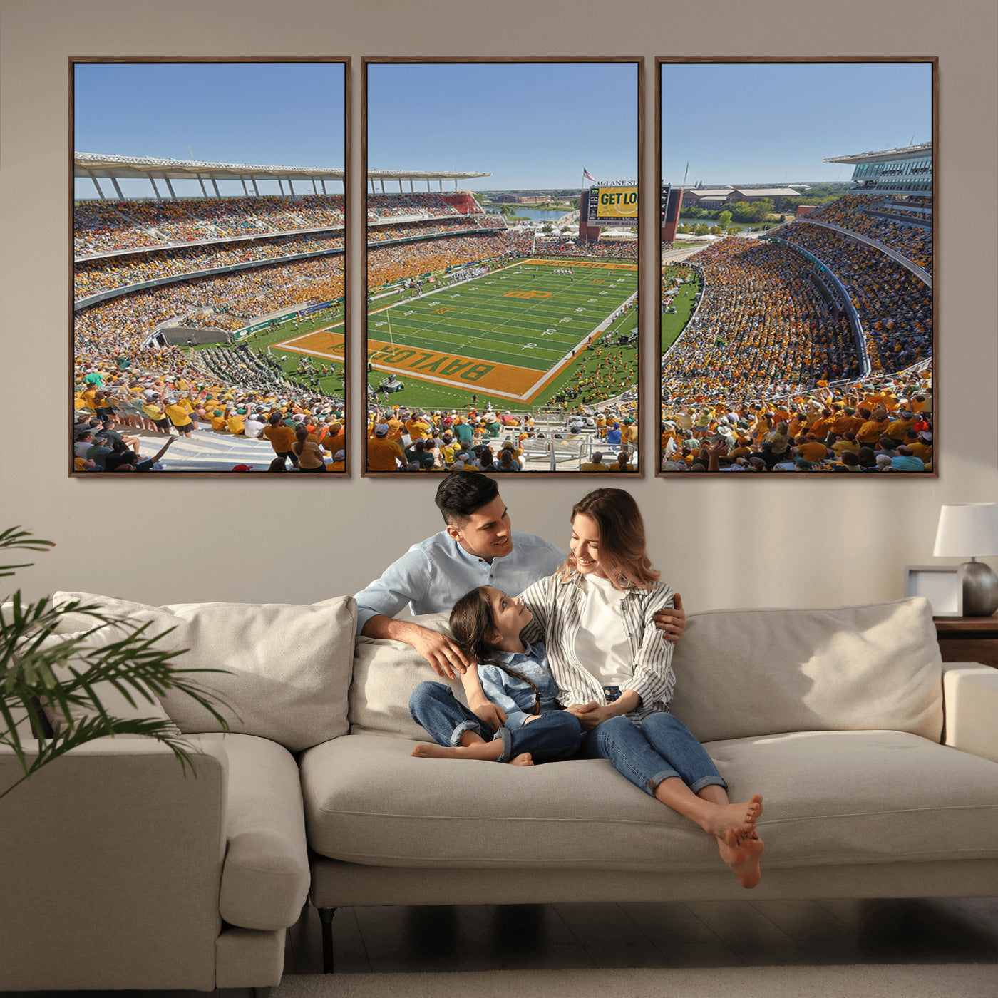 MGV-FC-60X30-3P - Baylor University Bears Football Team Print - Waco McLane Stadium Wall Art Canvas Print