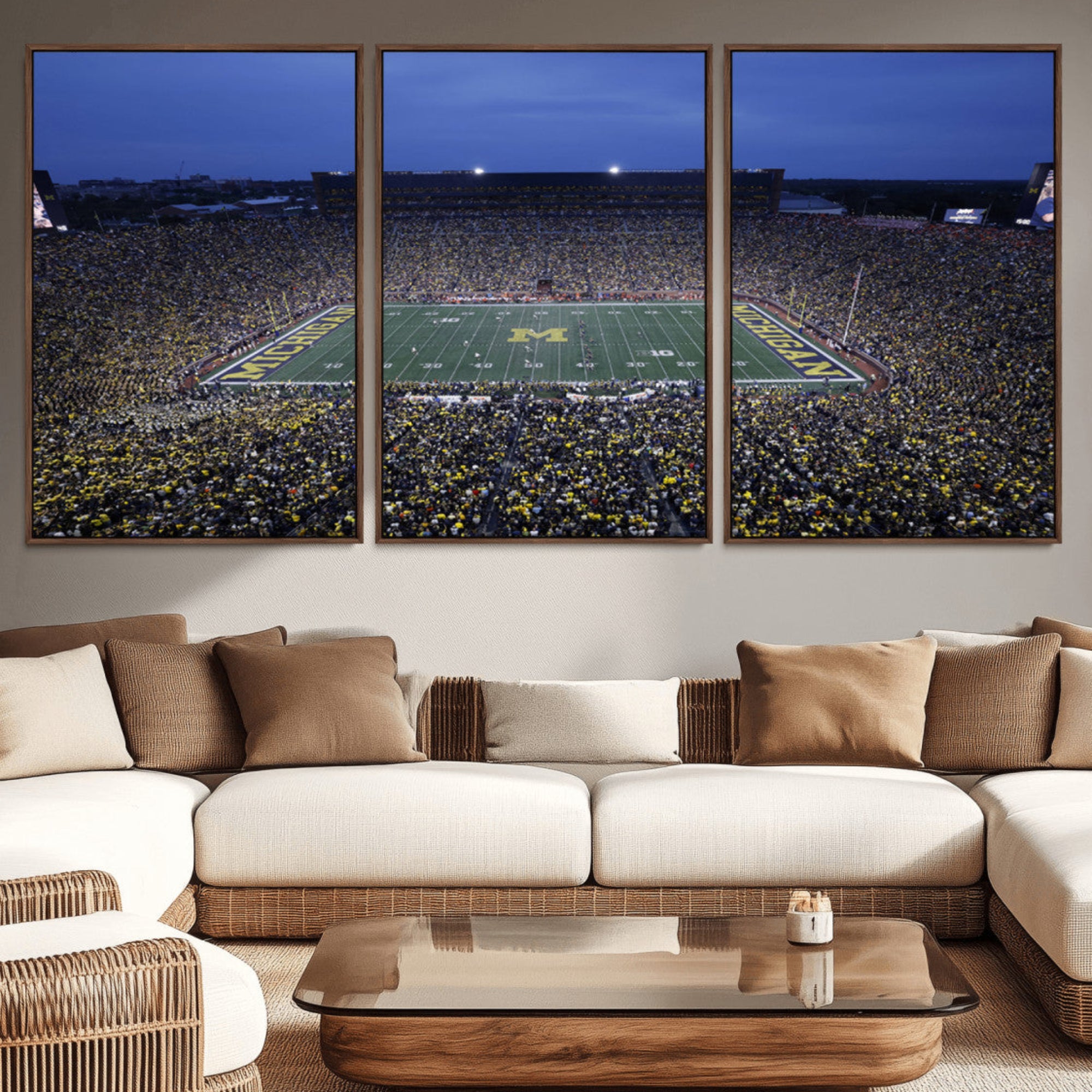 -University of Michigan Wolverines Football Team Print - Ann Arbor Michigan Stadium Wall Art Canvas