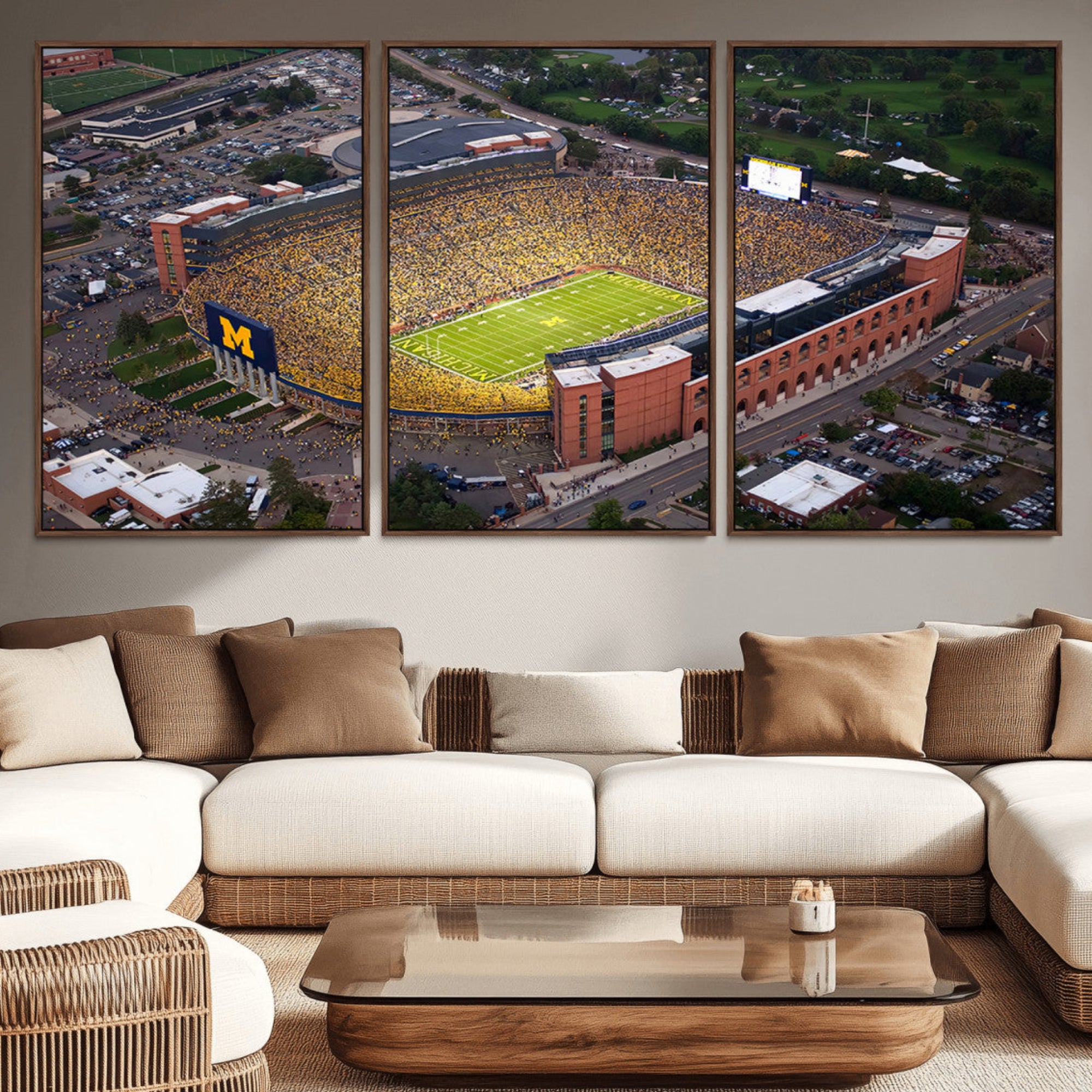-University of Michigan Wolverines Football Team Print - Ann Arbor Michigan Stadium Wall Art Canvas