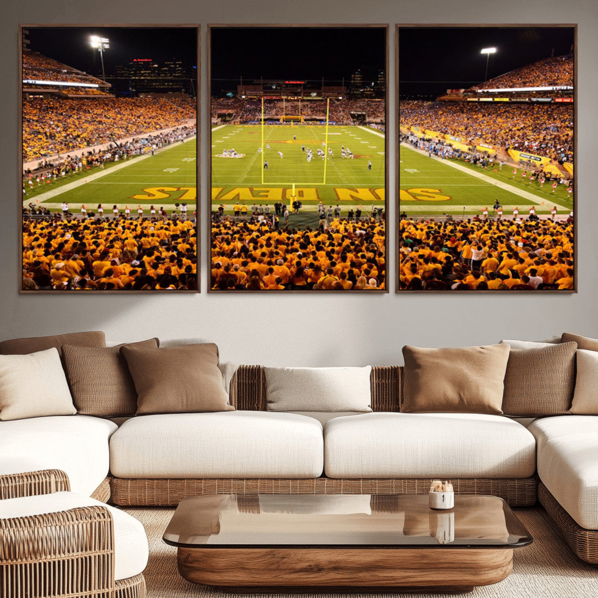 21588-MGV-CV-36X24-ASU Sun Devils Football Team Print - Phoenix Mountain America Stadium Wall Art Canvas Print