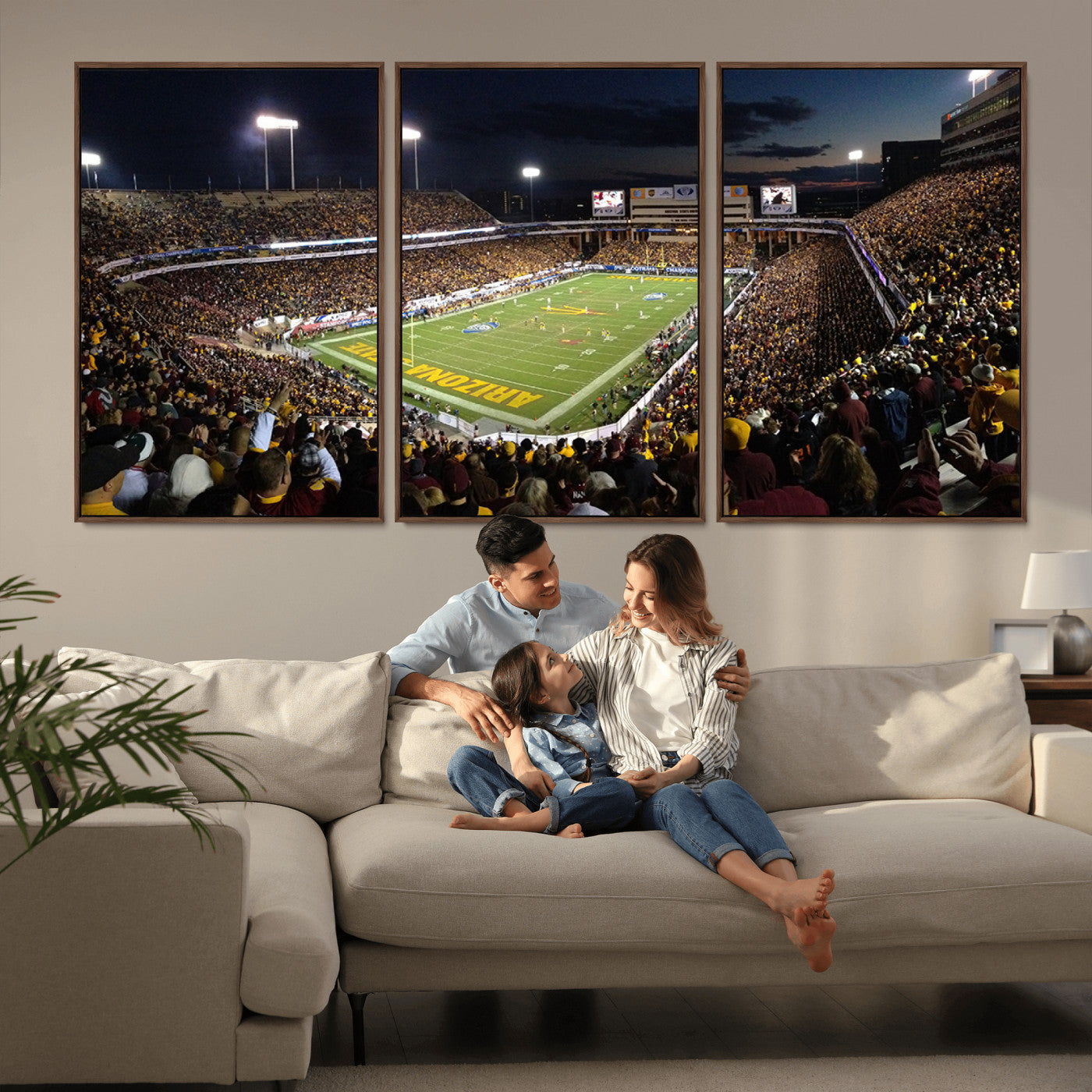 MGV-FC-60X30-3P - ASU Sun Devils Football Team Print Canvas - Phoenix Mountain America Stadium Wall Art Canvas Print