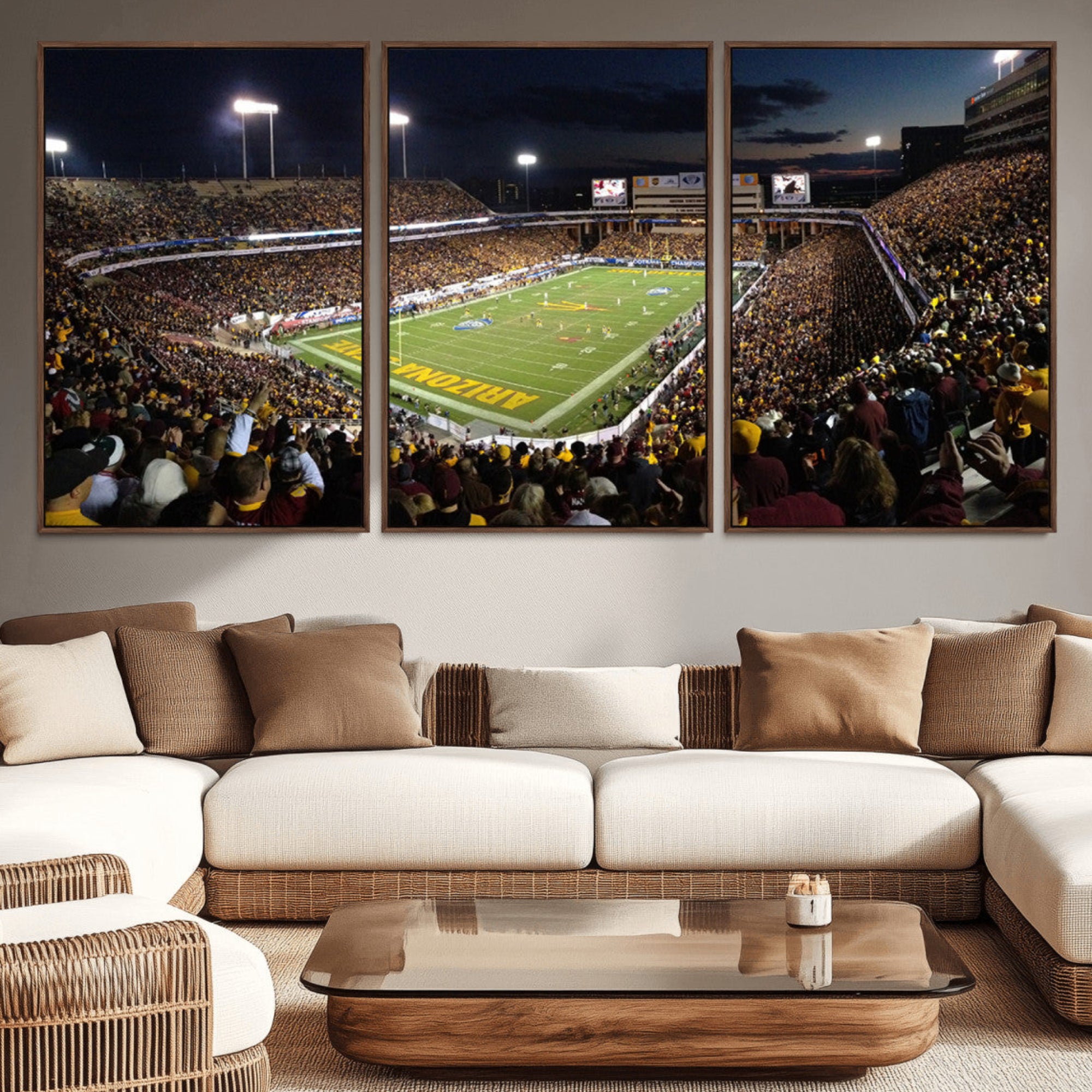 75716-MGV-CV-36X24-ASU Sun Devils Football Team Print Canvas - Phoenix Mountain America Stadium Wall Art Canvas Print