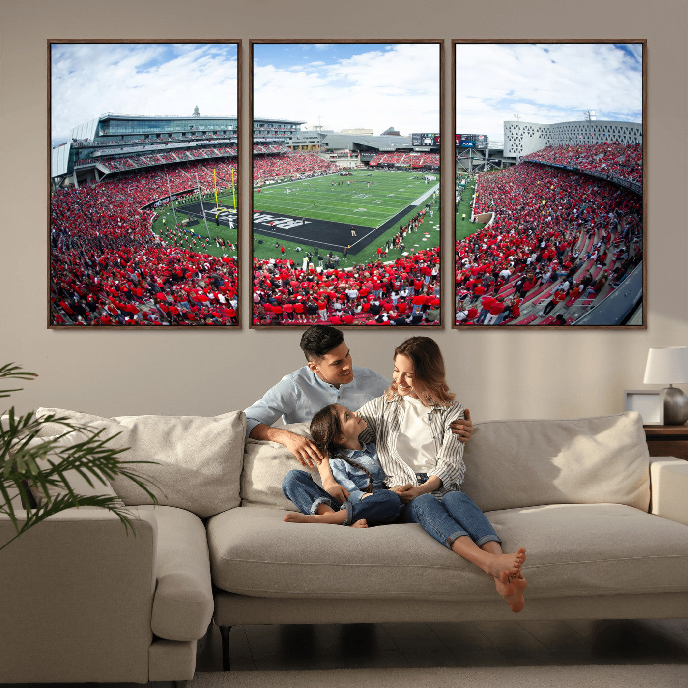 MGV-FC-60X30-3P - Cincinnati Bearcats Football Team Print - Nippert Stadium Wall Art Canvas Print