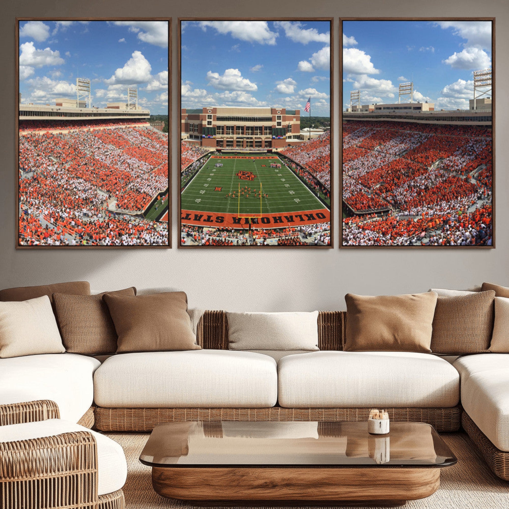65192-MGV-CV-36X24-Oklahoma State Cowboys Football Team Print - Stillwater Boone Pickens Stadium Wall Art Canvas Print