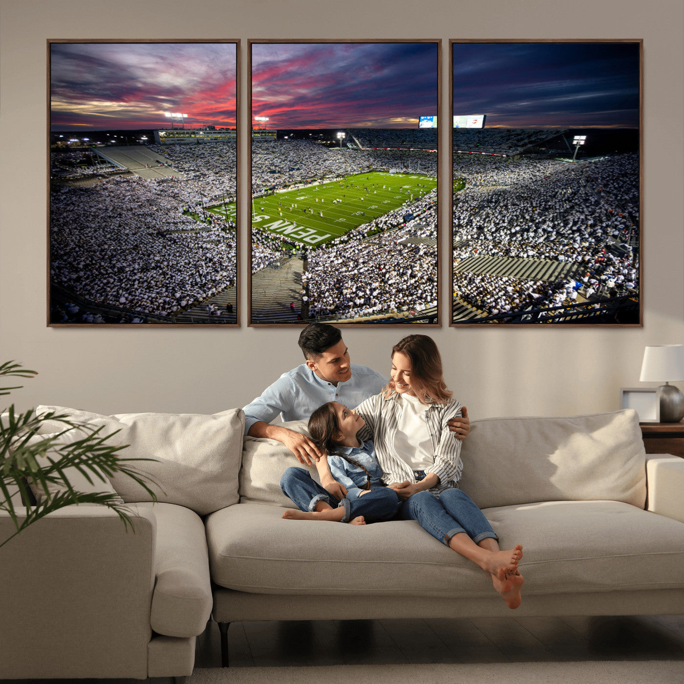 MGV-FC-60X30-3P - Penn State Nittany Lions Football Team Print - University Park Beaver Stadium Art Canvas Print