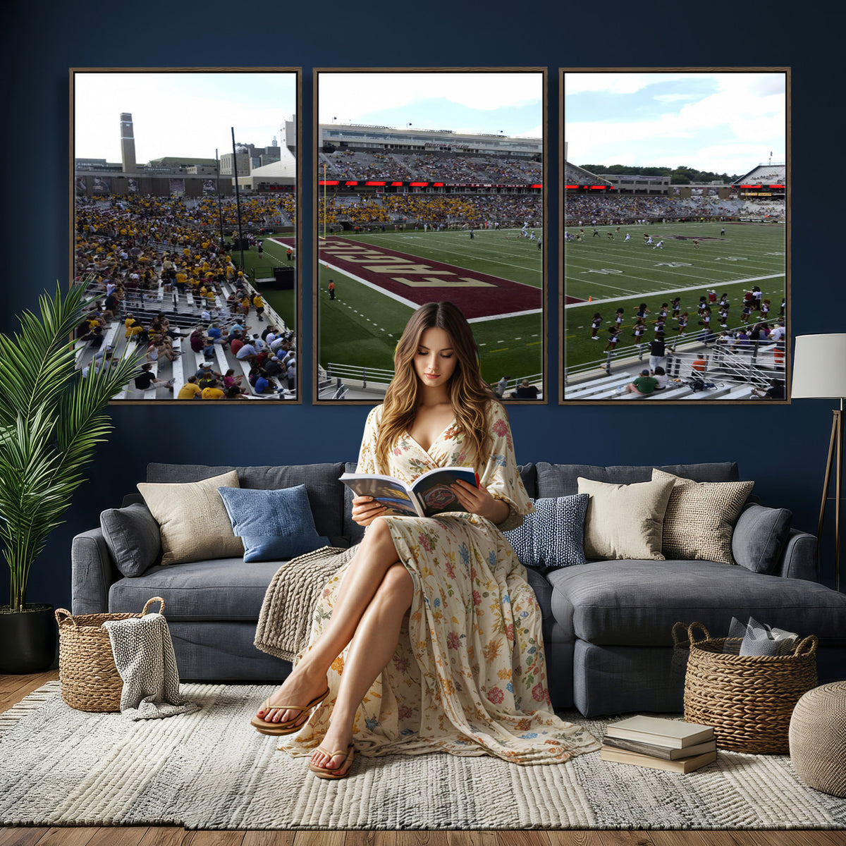61503-MGV-CV-36X24 - Boston College Eagles Football Team Print - Boston Alumni Stadium Wall Art Canvas Print