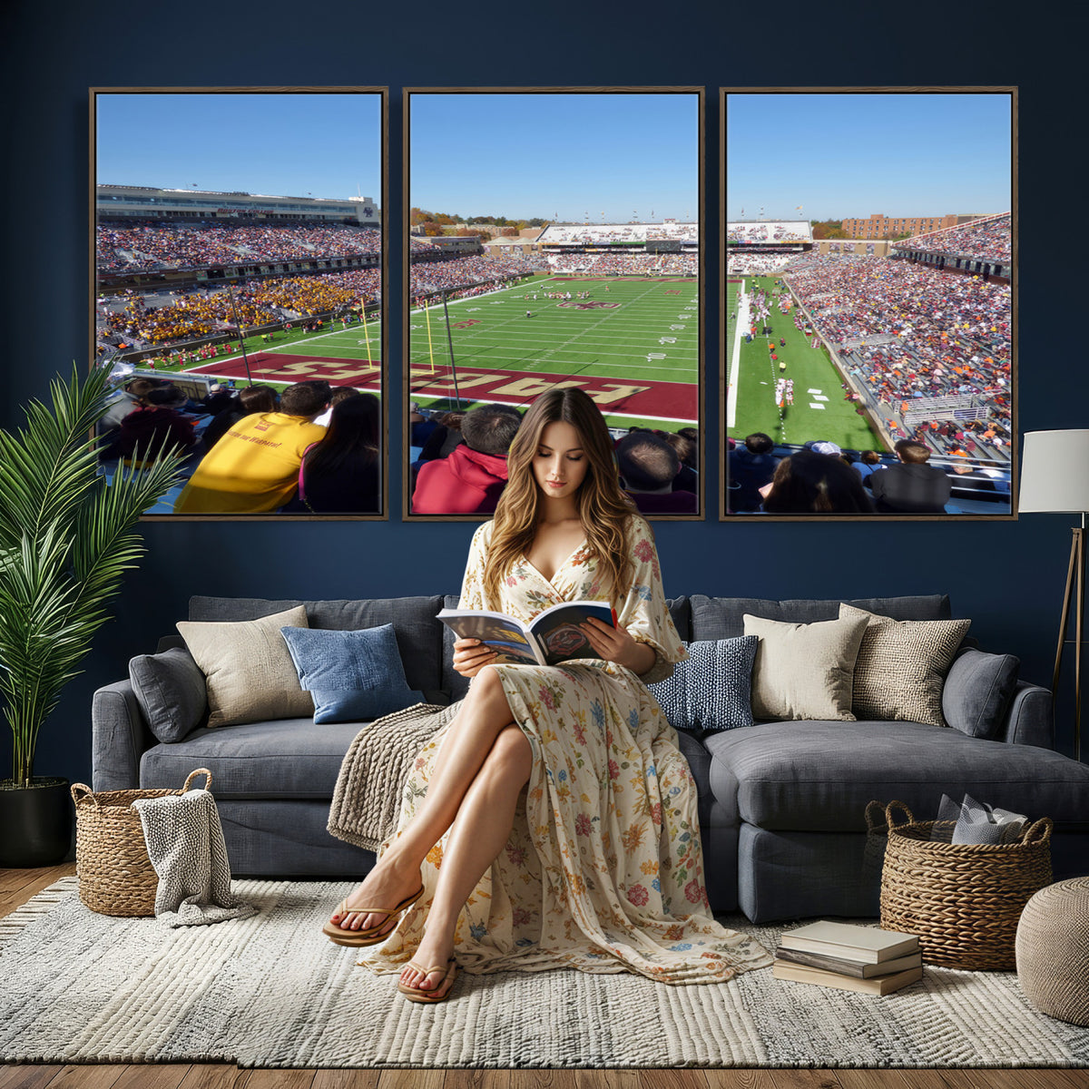 78117-MGV-CV-36X24 - Boston College Eagles Football Team Print - Boston Alumni Stadium Wall Art Canvas Print